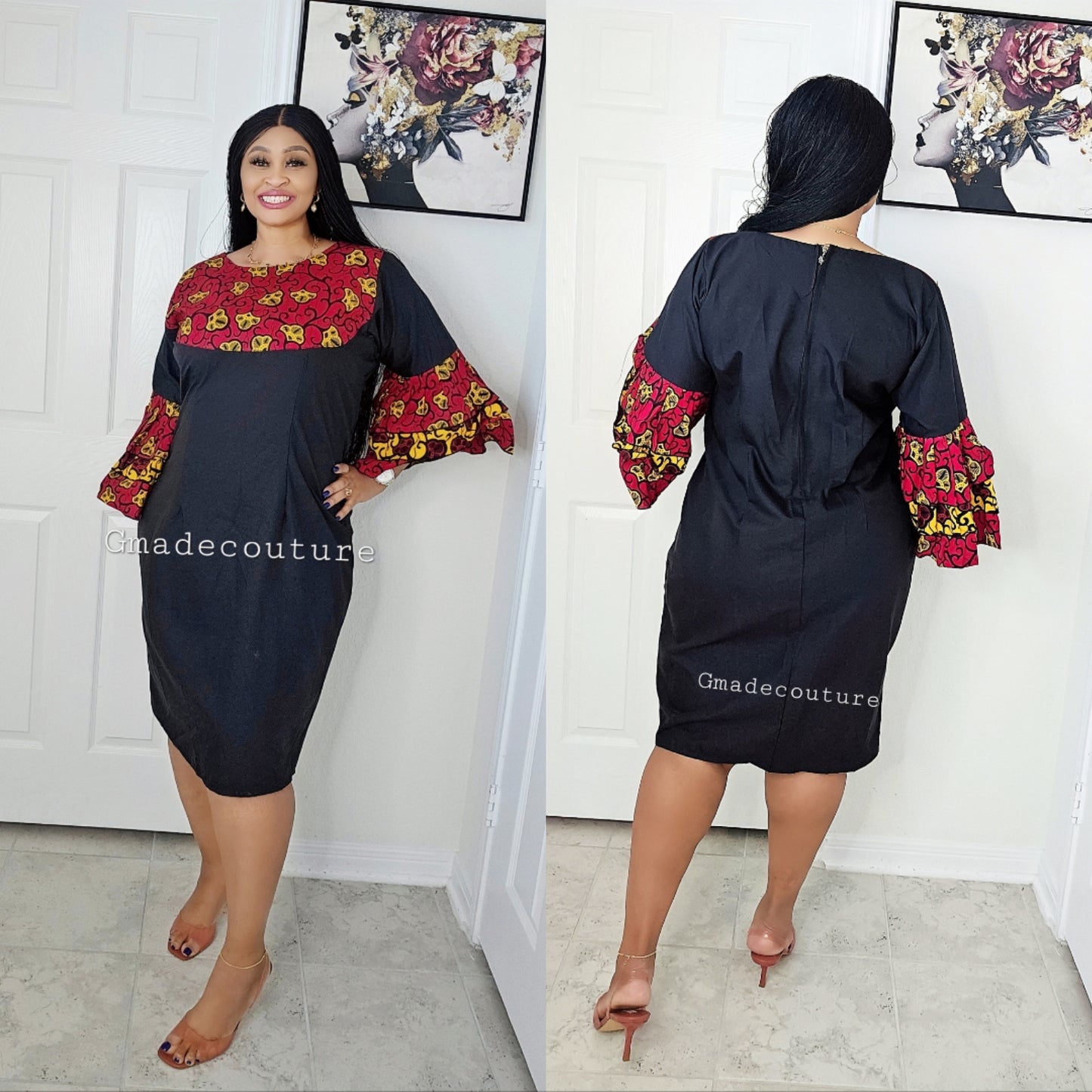 Maya Dress with Ankara butterfly