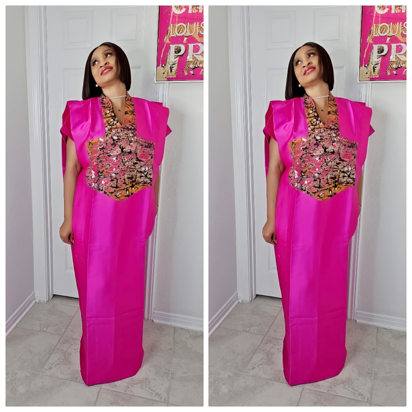 GINA Mikado Silk Rich Aunty Bubu dress with Front Patch