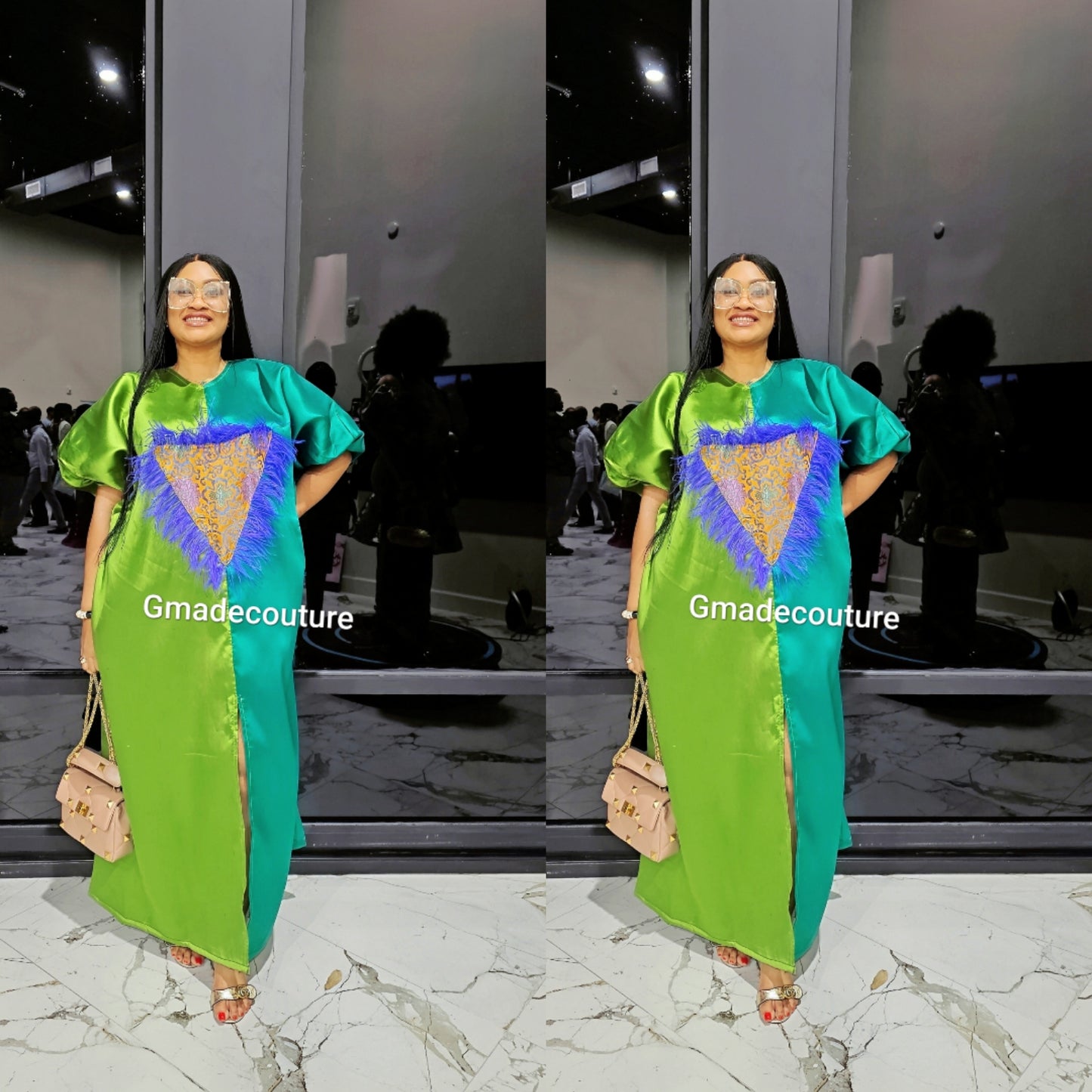 Mikado Two-Toned Rich Aunty Luxurious Agbada Bubu Maxi Dress Kaftan Dress Rich Aunty Vibes