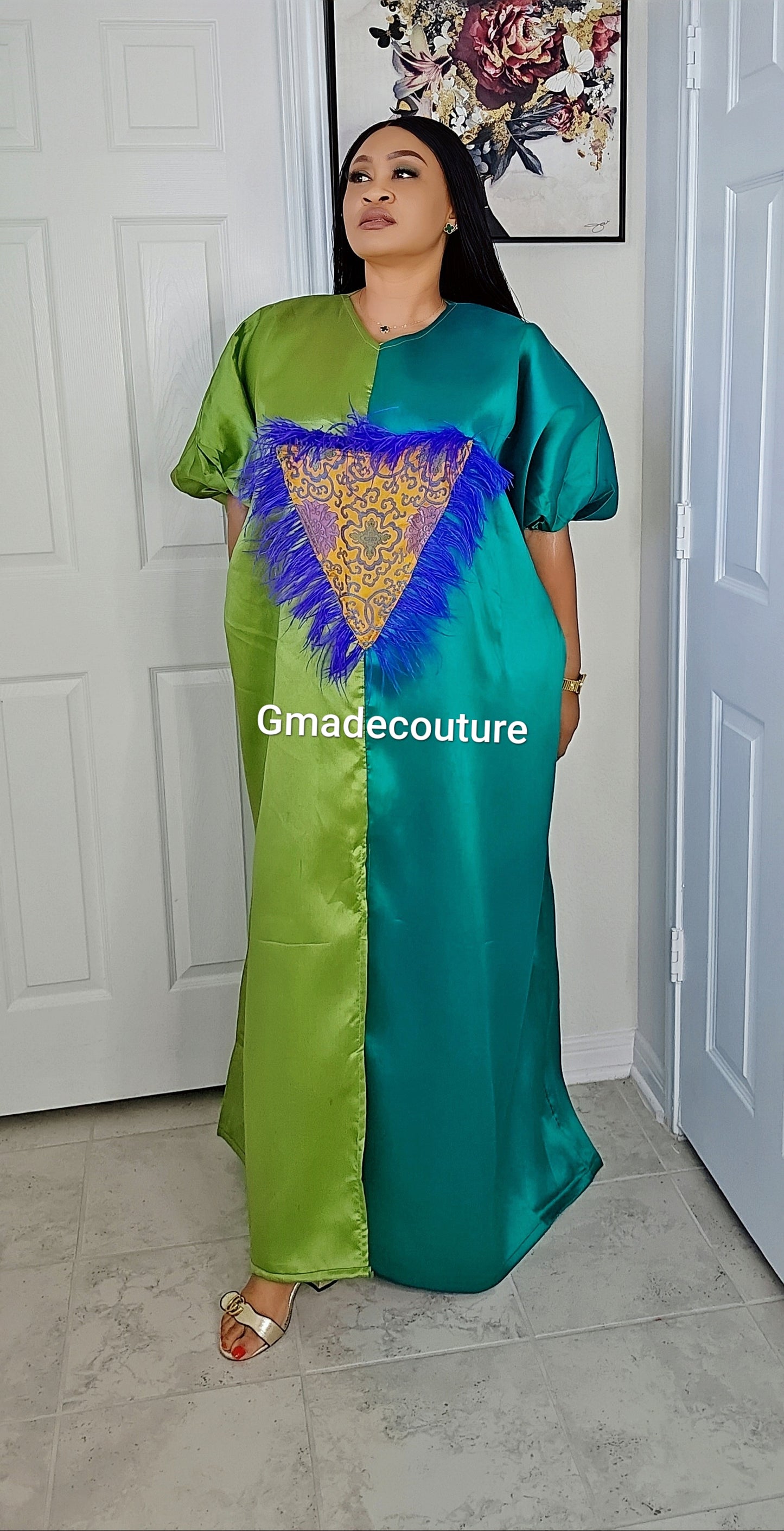 Mikado Two-Toned Rich Aunty Luxurious Agbada Bubu Maxi Dress Kaftan Dress Rich Aunty Vibes