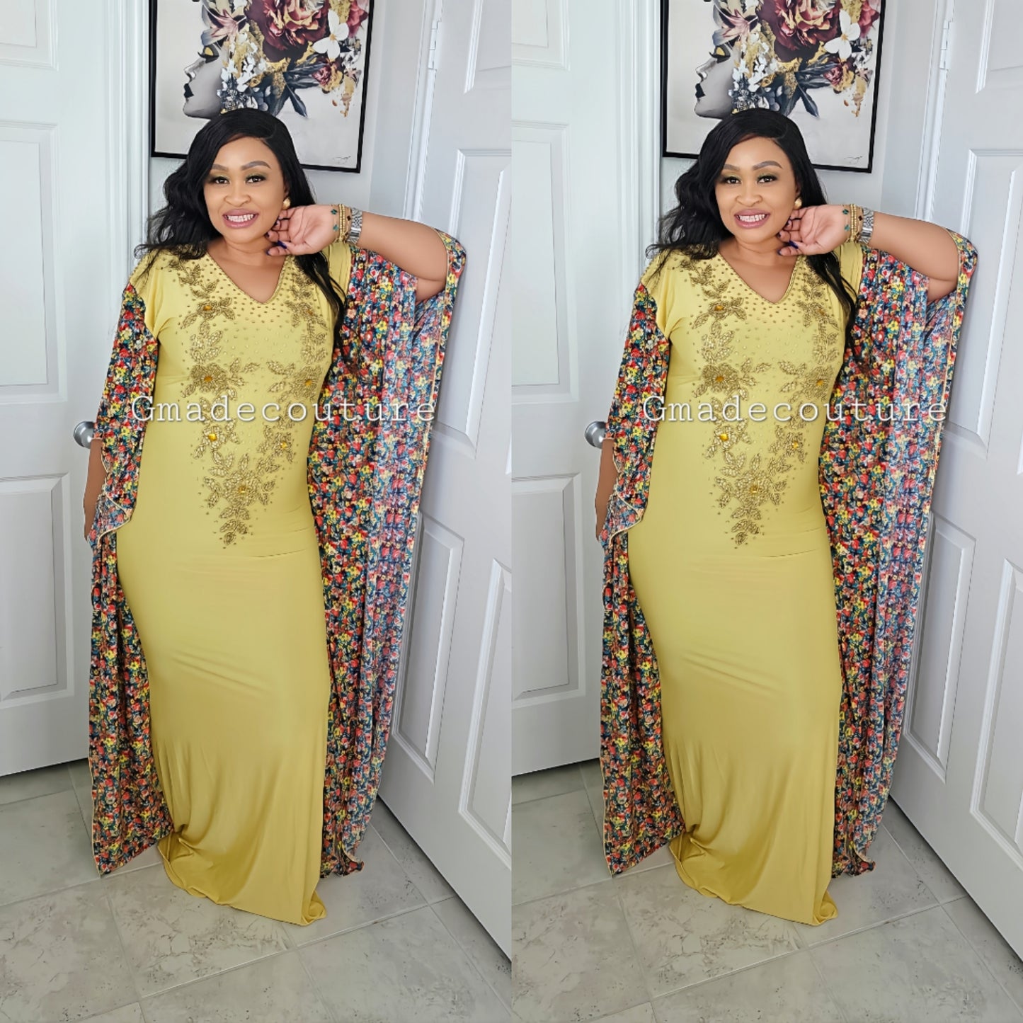 Ari Butterfly beaded kaftan Abaya