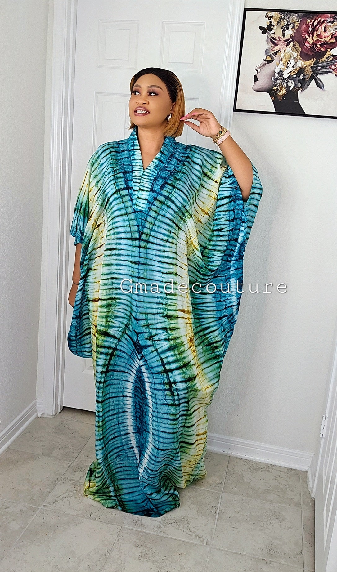 Silk n Cotton Elegant ready to wear adire Bubu Maxi Dress