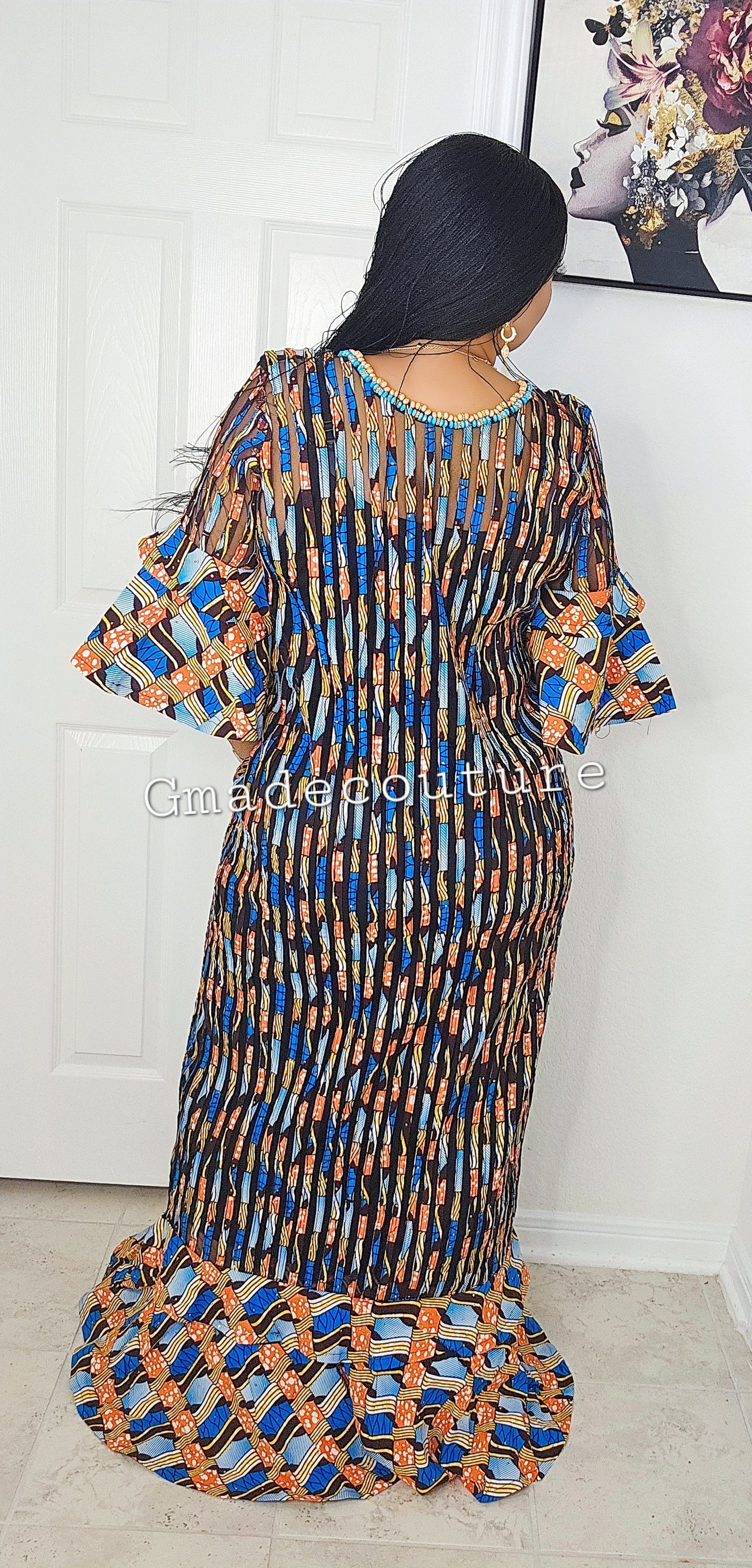 May Ankara + Stretchy Organza Million Stones Kaftan 1 ( Exclusive GLITTER )