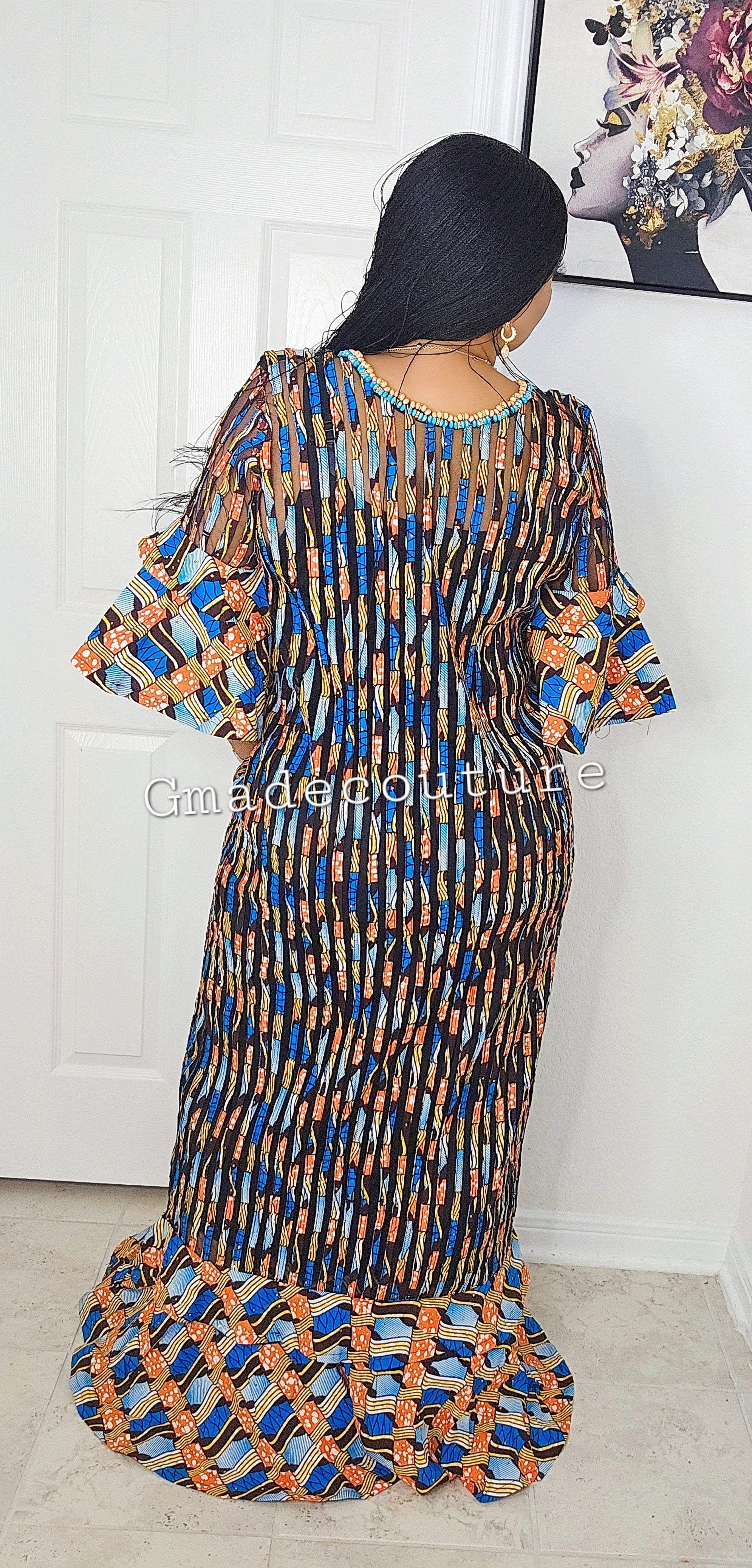 May Ankara + Stretchy Organza Million Stones Kaftan 1 ( Exclusive GLITTER )