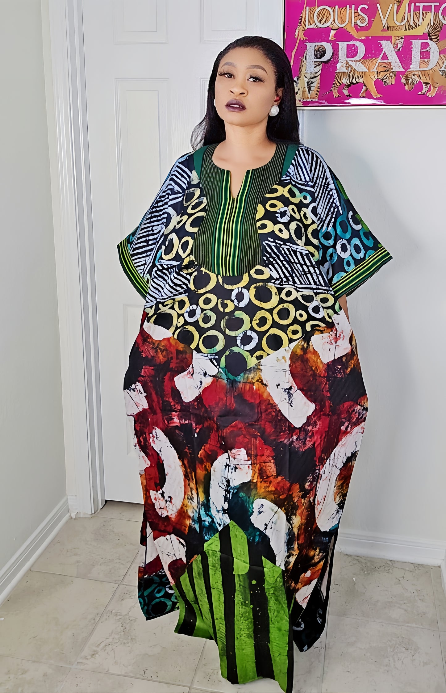 OBIM Patches Bubu Dress With Aso-Oke