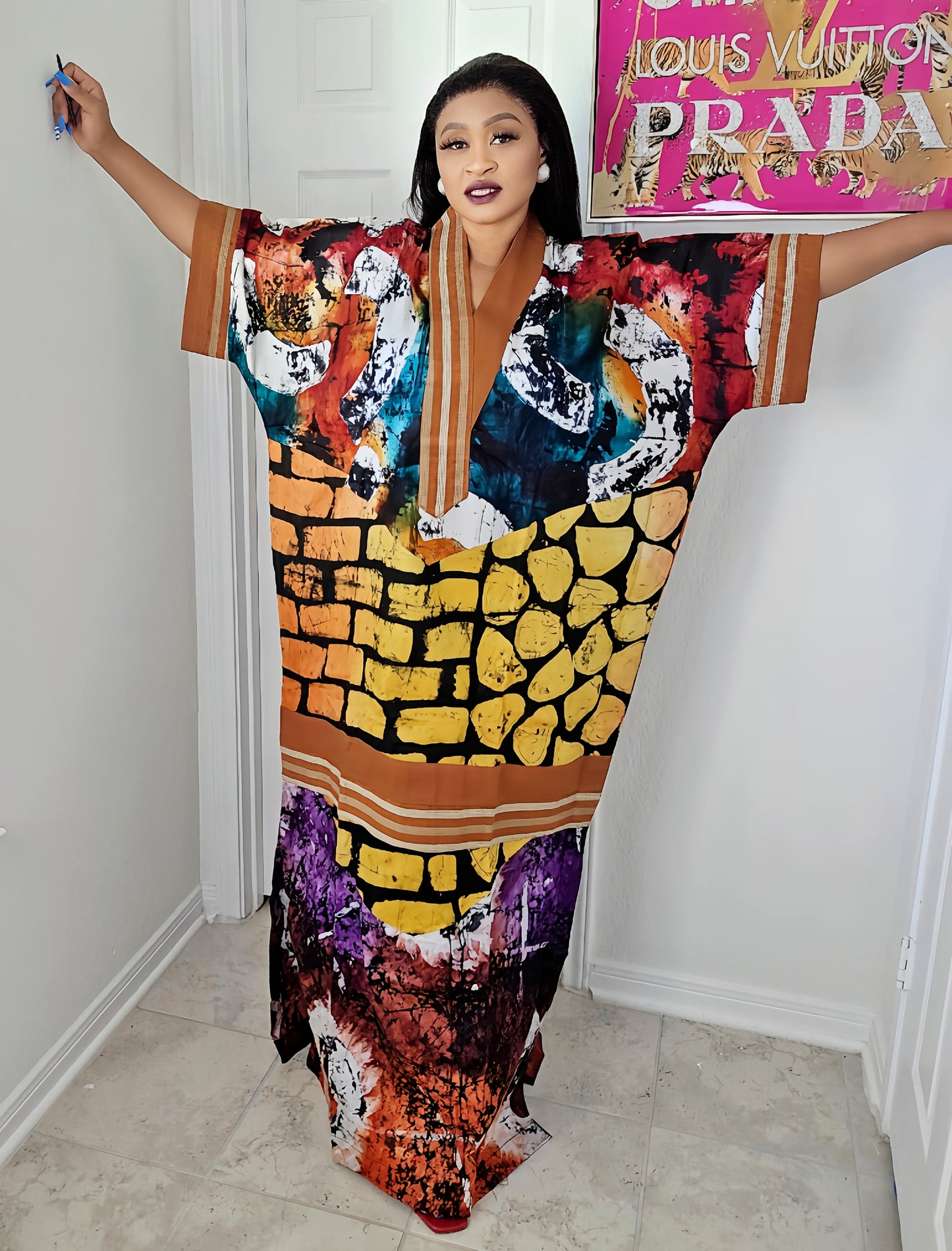 OBIM Patches Bubu Dress With Aso-Oke