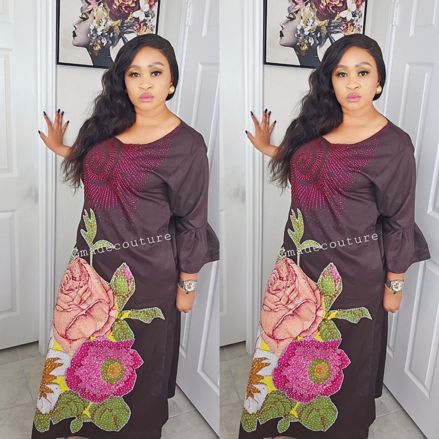 SUSU KAFTAN WITH ANKARA PATCH DRESS