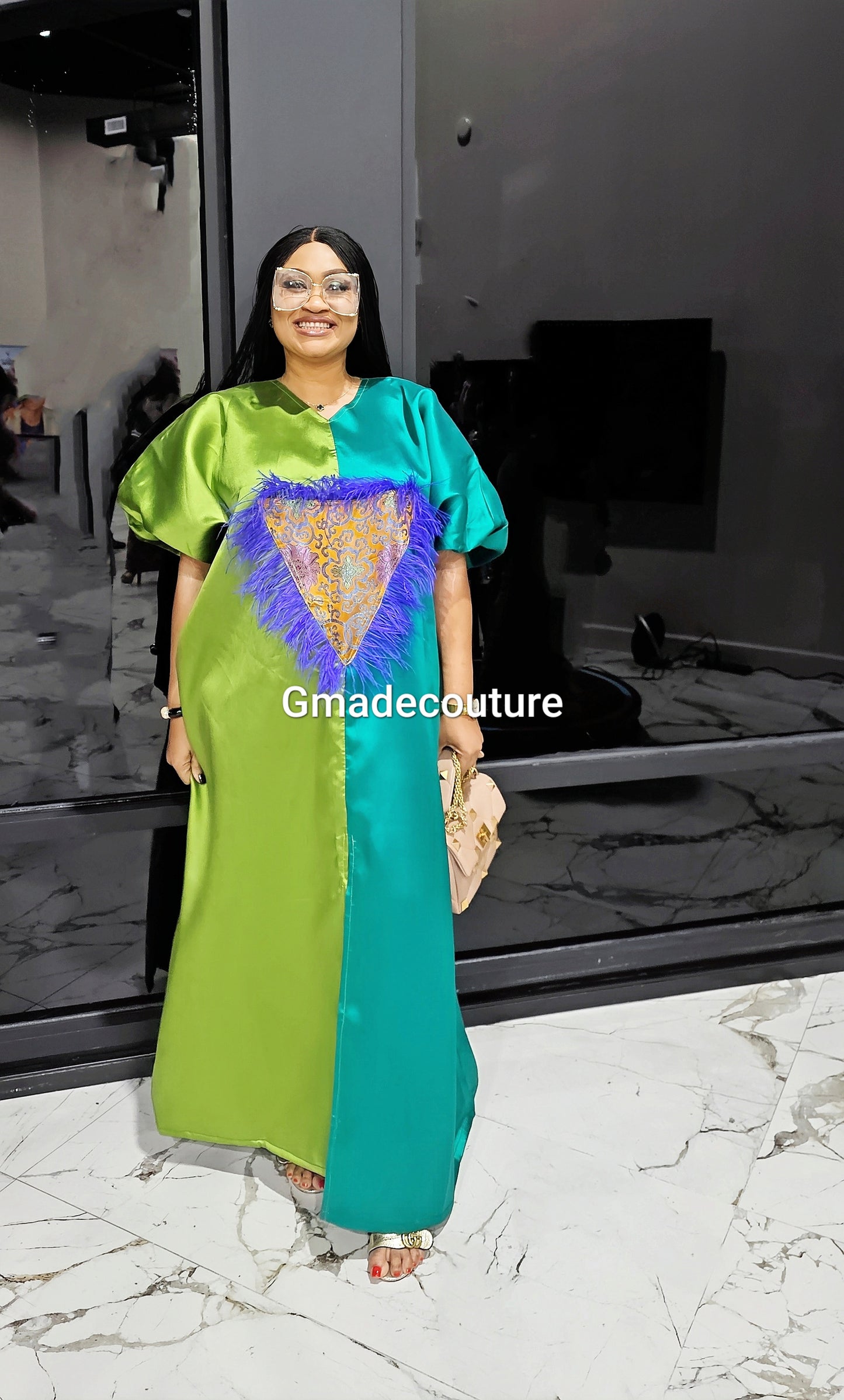 Mikado Two-Toned Rich Aunty Luxurious Agbada Bubu Maxi Dress Kaftan Dress Rich Aunty Vibes