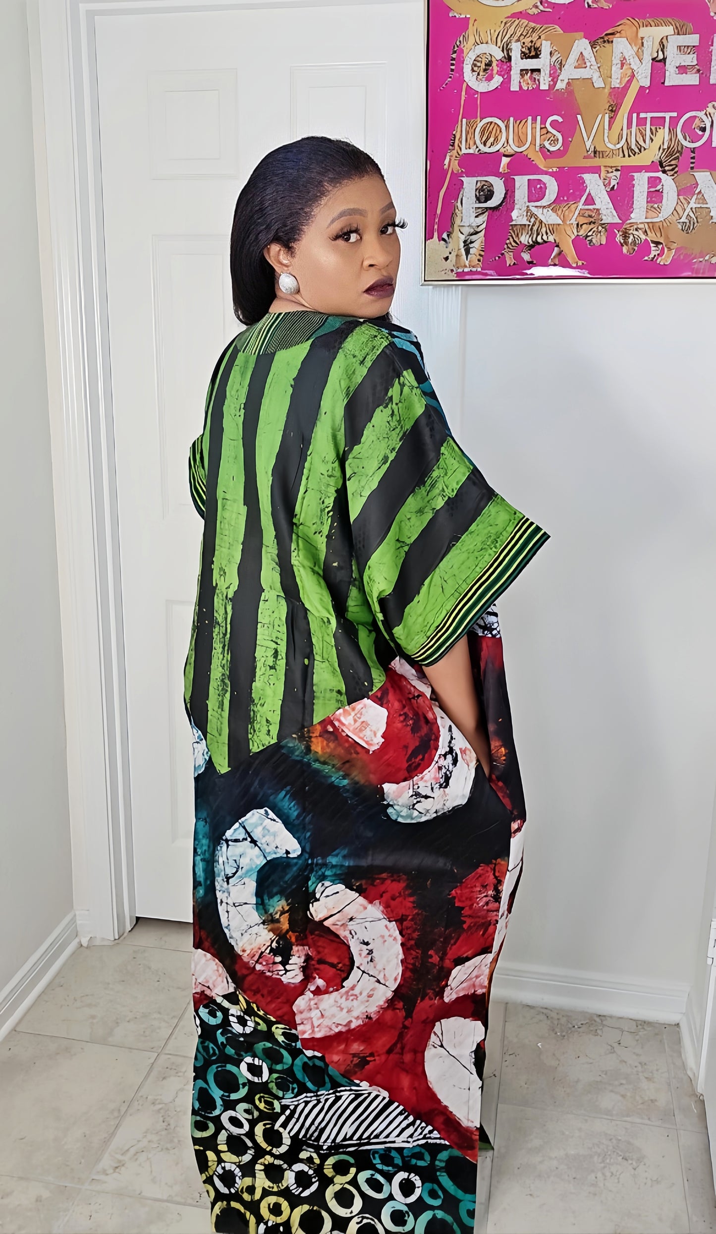 OBIM Patches Bubu Dress With Aso-Oke