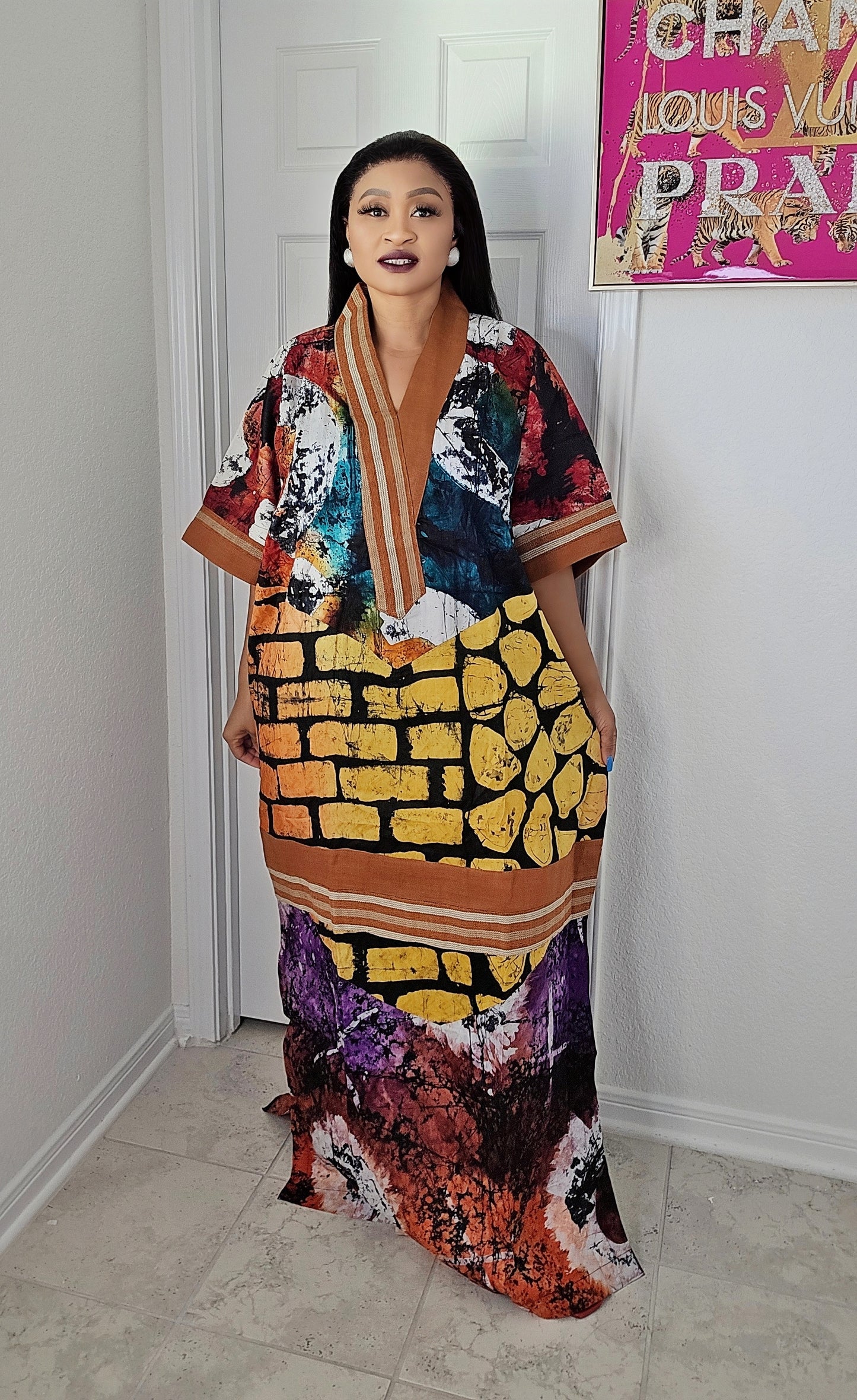 OBIM Patches Bubu Dress With Aso-Oke