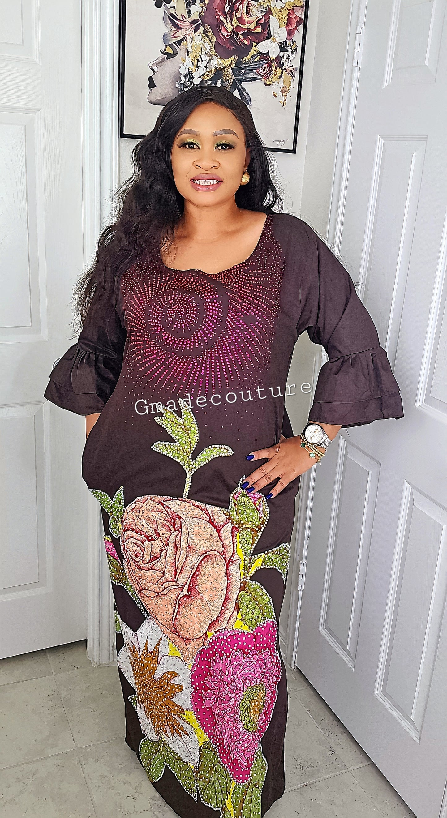 SUSU KAFTAN WITH ANKARA PATCH DRESS