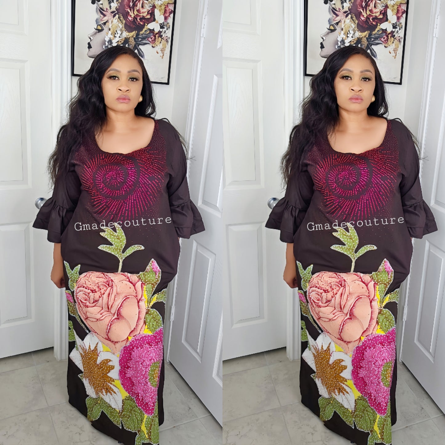 SUSU KAFTAN WITH ANKARA PATCH DRESS