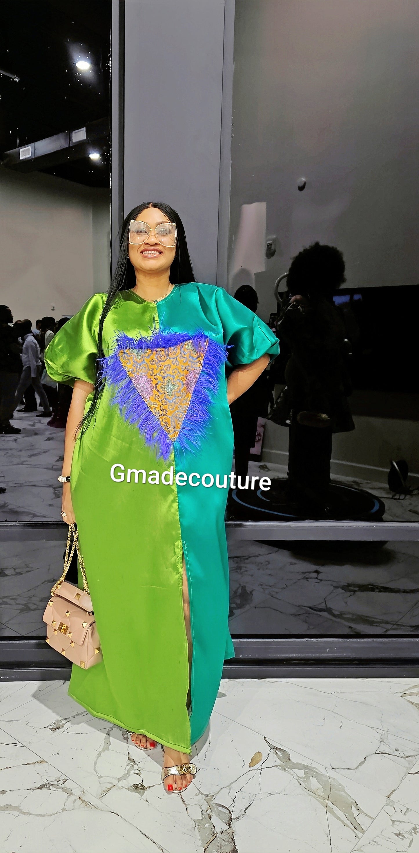 Mikado Two-Toned Rich Aunty Luxurious Agbada Bubu Maxi Dress Kaftan Dress Rich Aunty Vibes