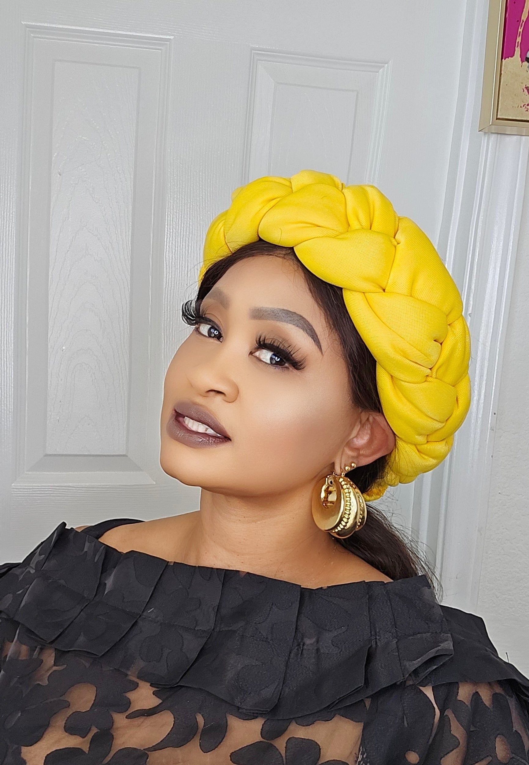 Gmade Braided Turban Twist Headband - Bright yellow