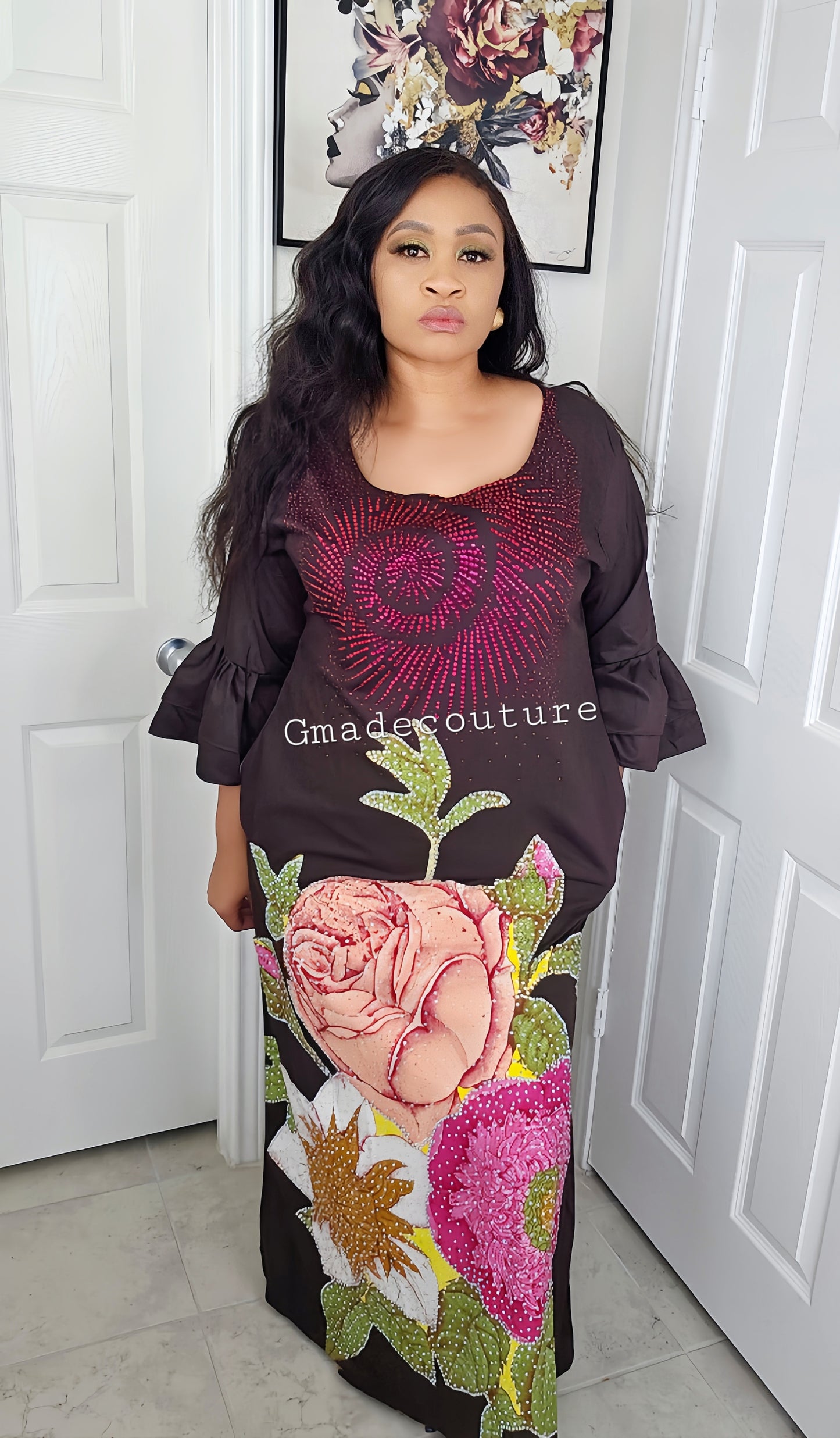 SUSU KAFTAN WITH ANKARA PATCH DRESS