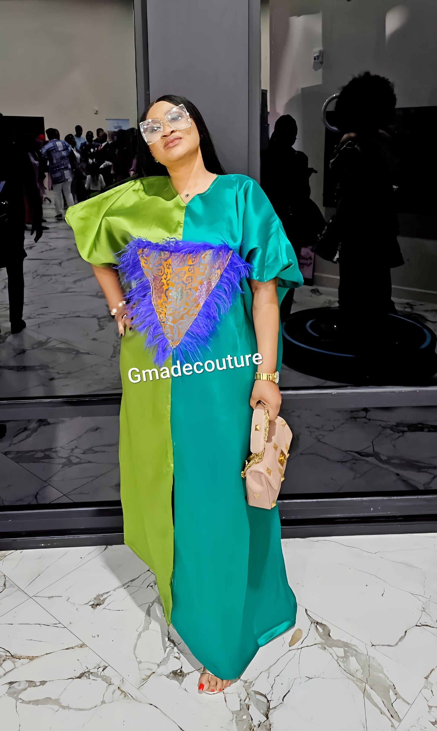 Mikado Two-Toned Rich Aunty Luxurious Agbada Bubu Maxi Dress Kaftan Dress Rich Aunty Vibes