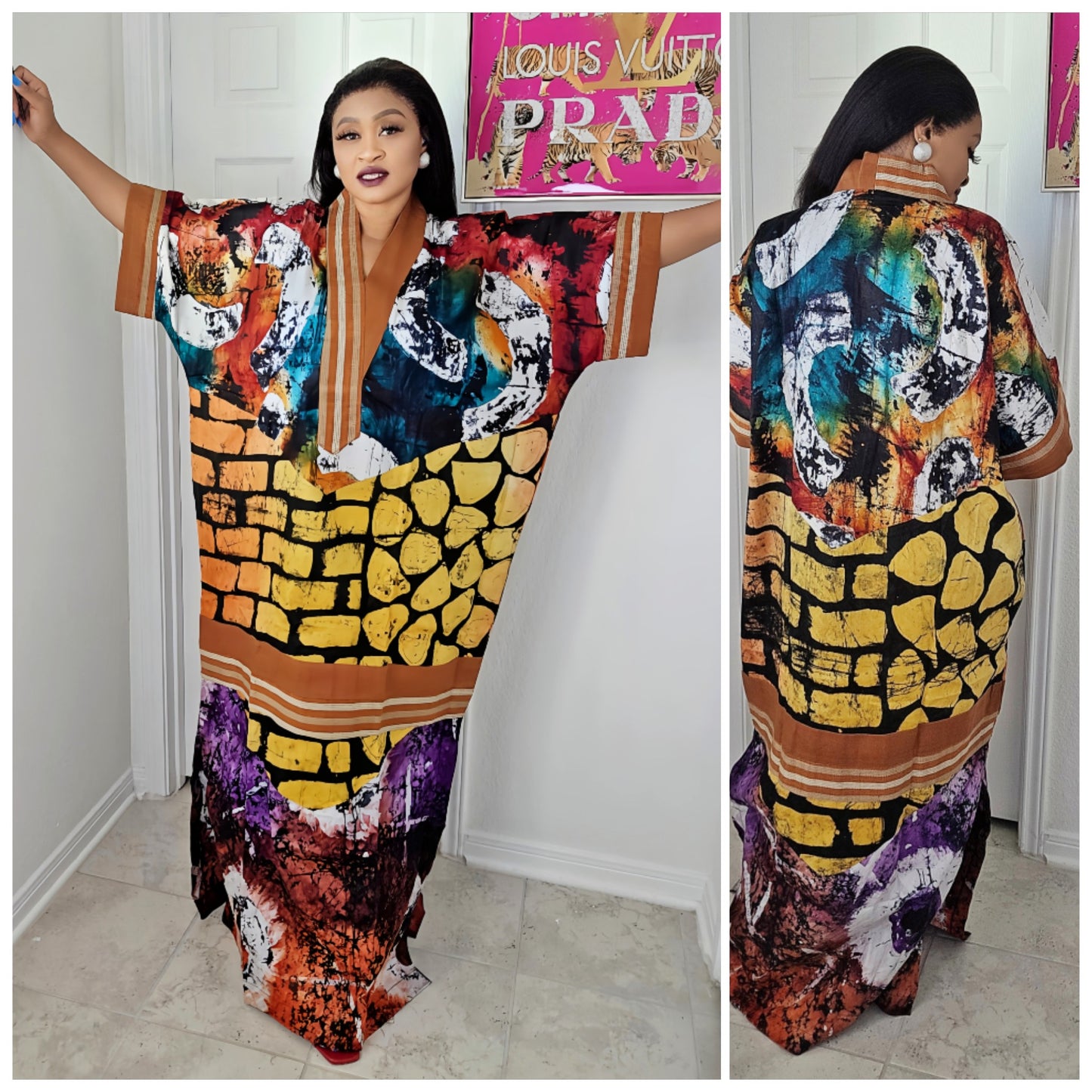 OBIM Patches Bubu Dress With Aso-Oke