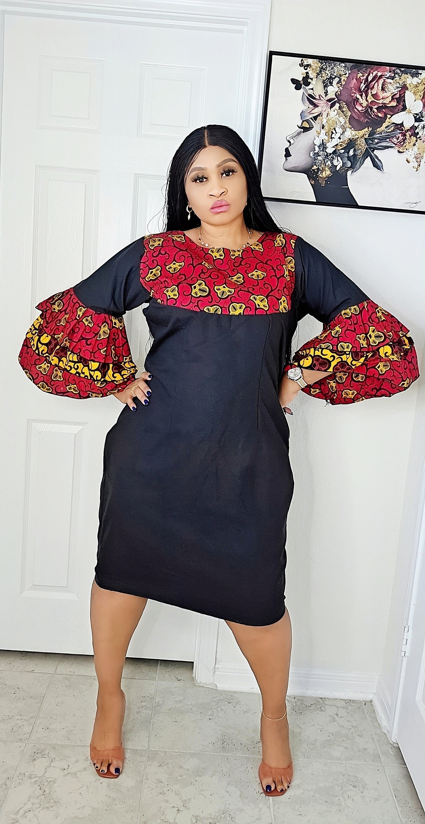 Maya Dress with Ankara butterfly