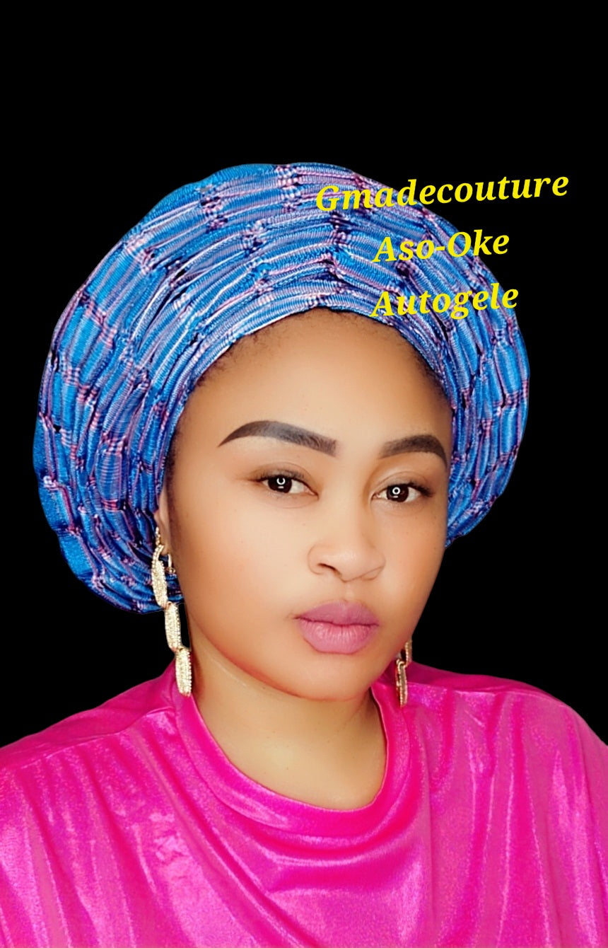 ONJAWU AUTOGELE HEADTIE WITH PLAIN ASO OKE GELE