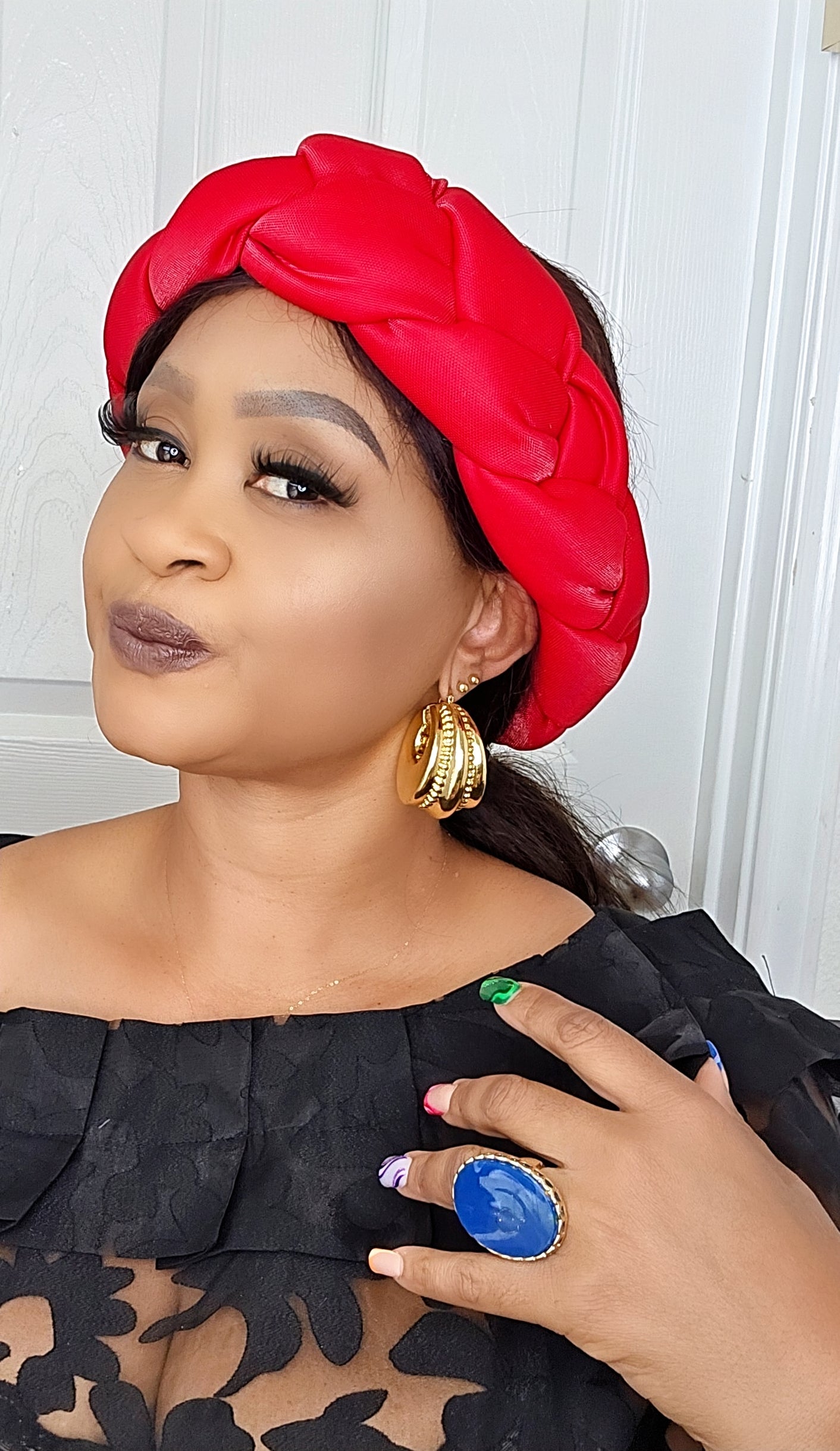 Gmade Braided Turban Twist Headband - Red