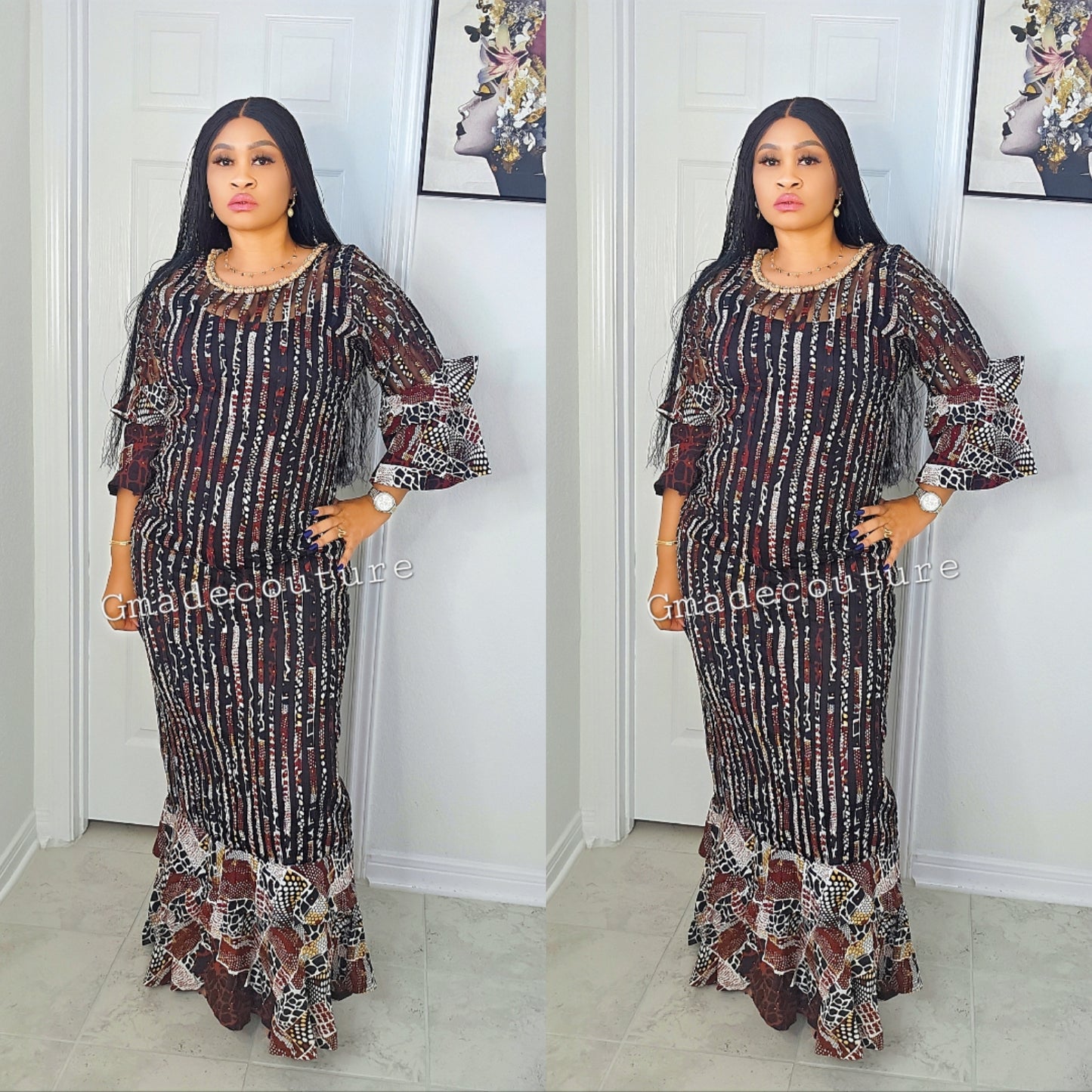 May Ankara + Stretchy Organza Million Stones Kaftan 1 ( Exclusive GLITTER )