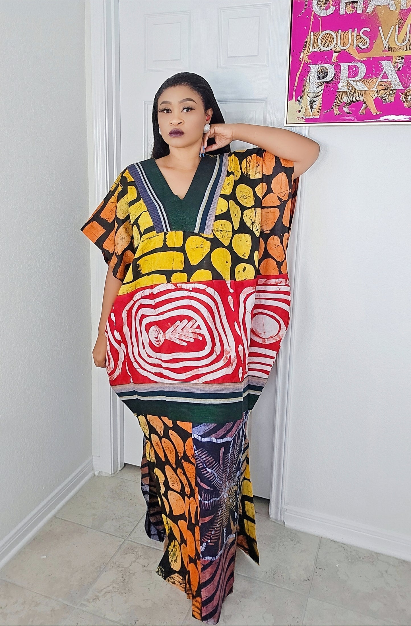 OBIM Patches Bubu Dress With Aso-Oke