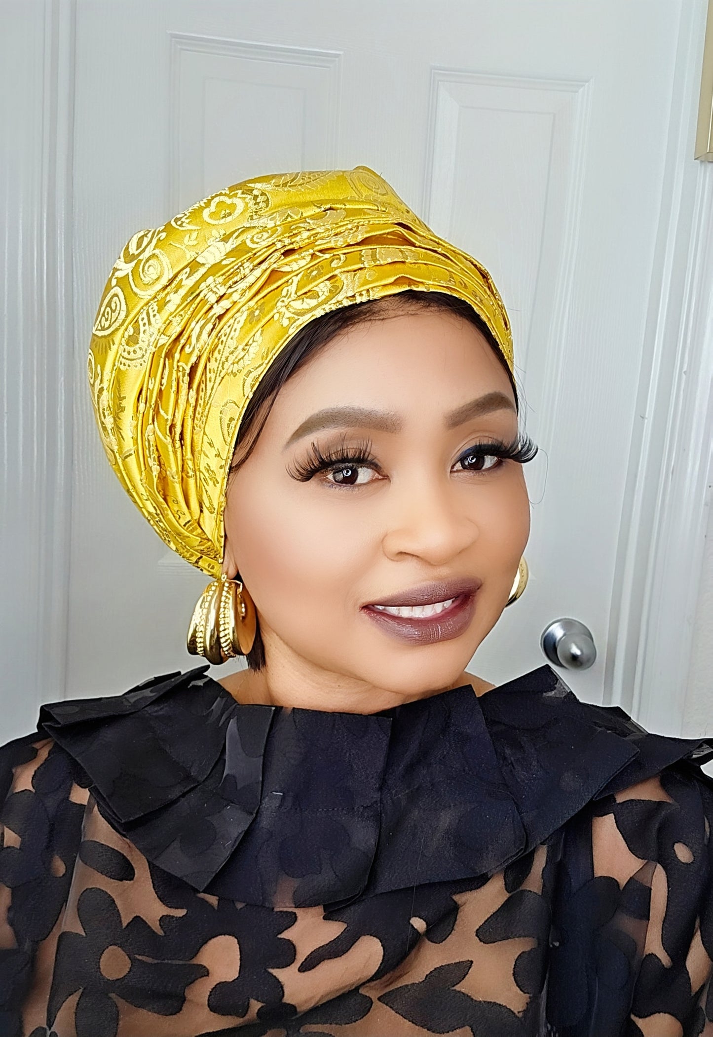 Rich Aunty Brocade Gele Cap Turban