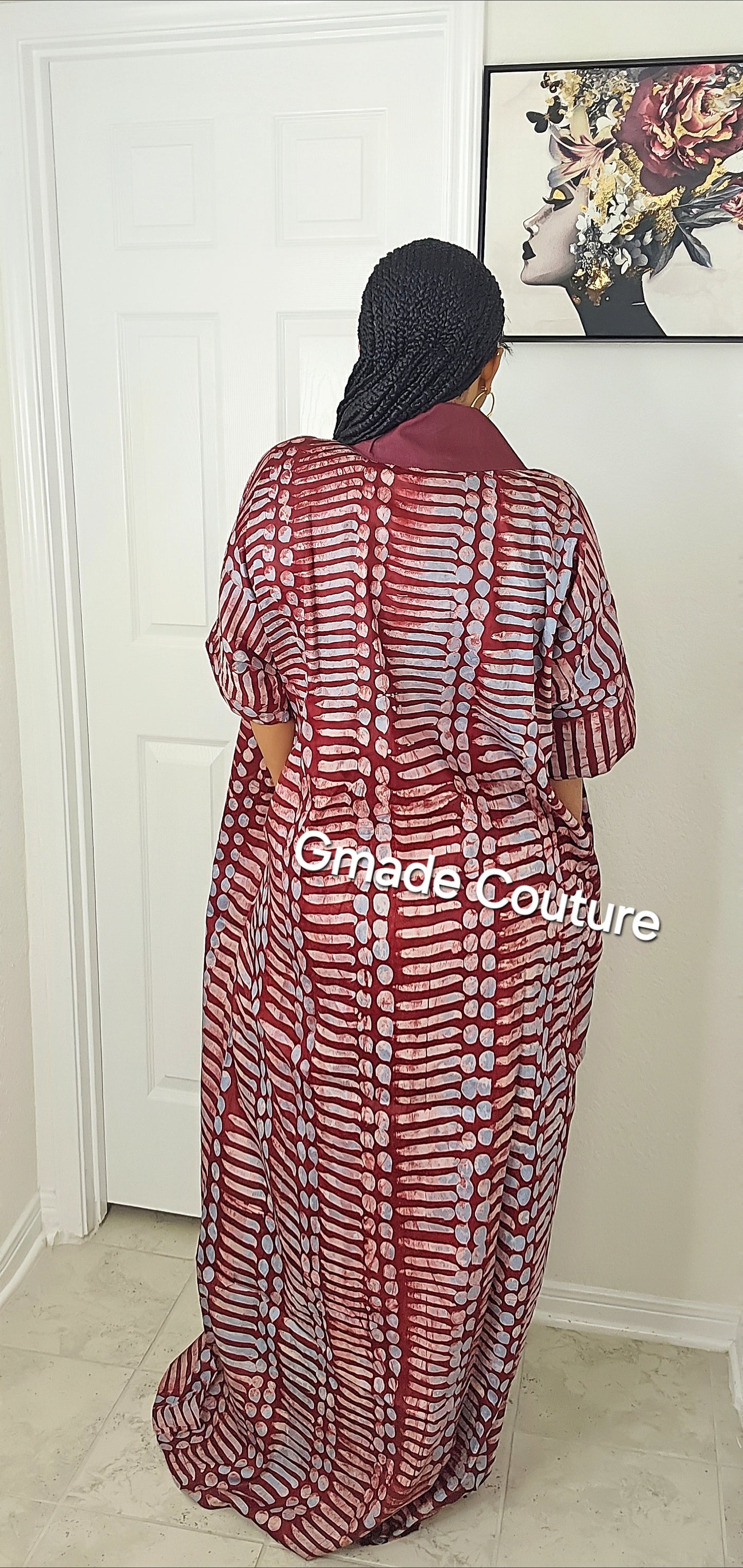 PRINCESS G Wax Ankara Print A-line Bubu Dress With Aso-Oke Neckline