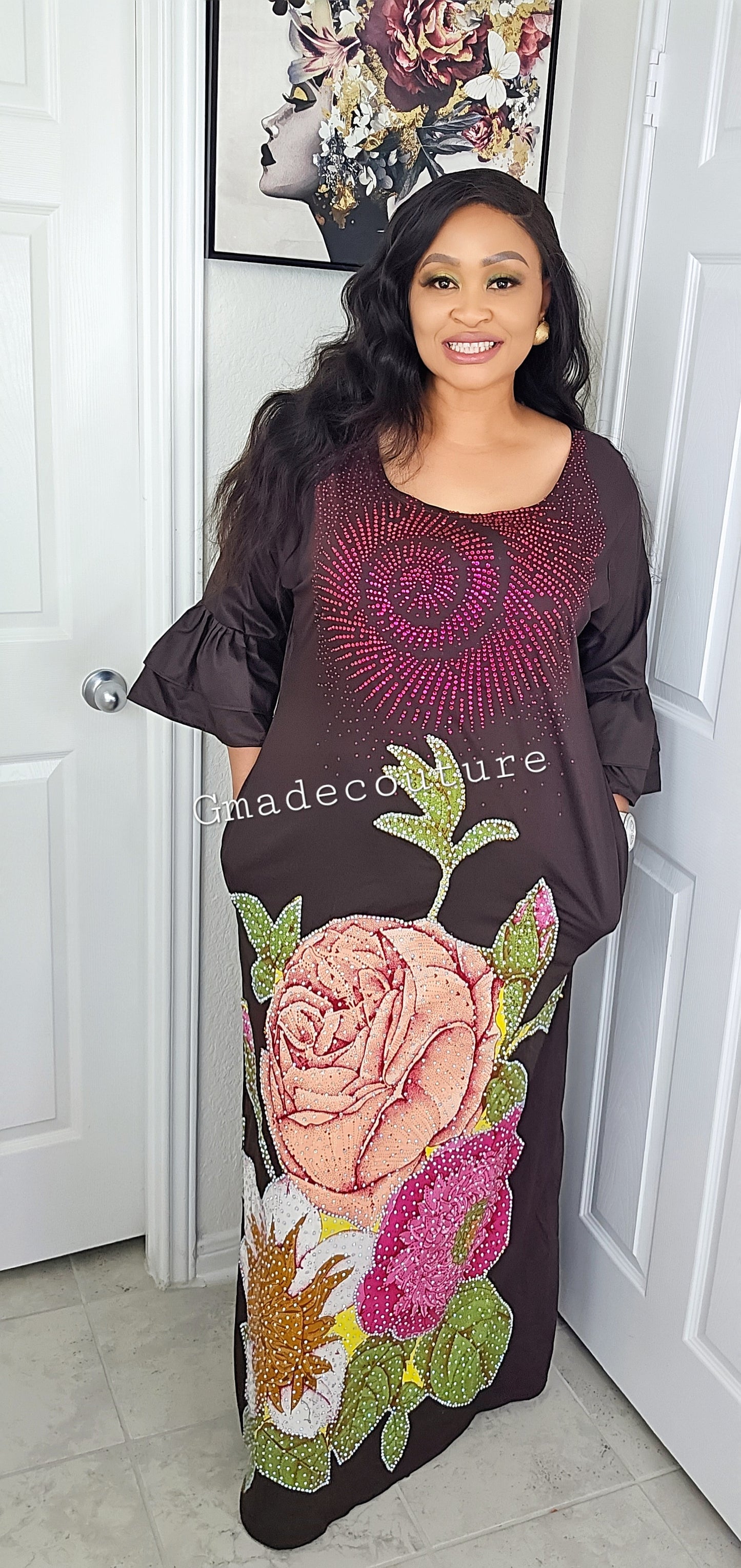 SUSU KAFTAN WITH ANKARA PATCH DRESS