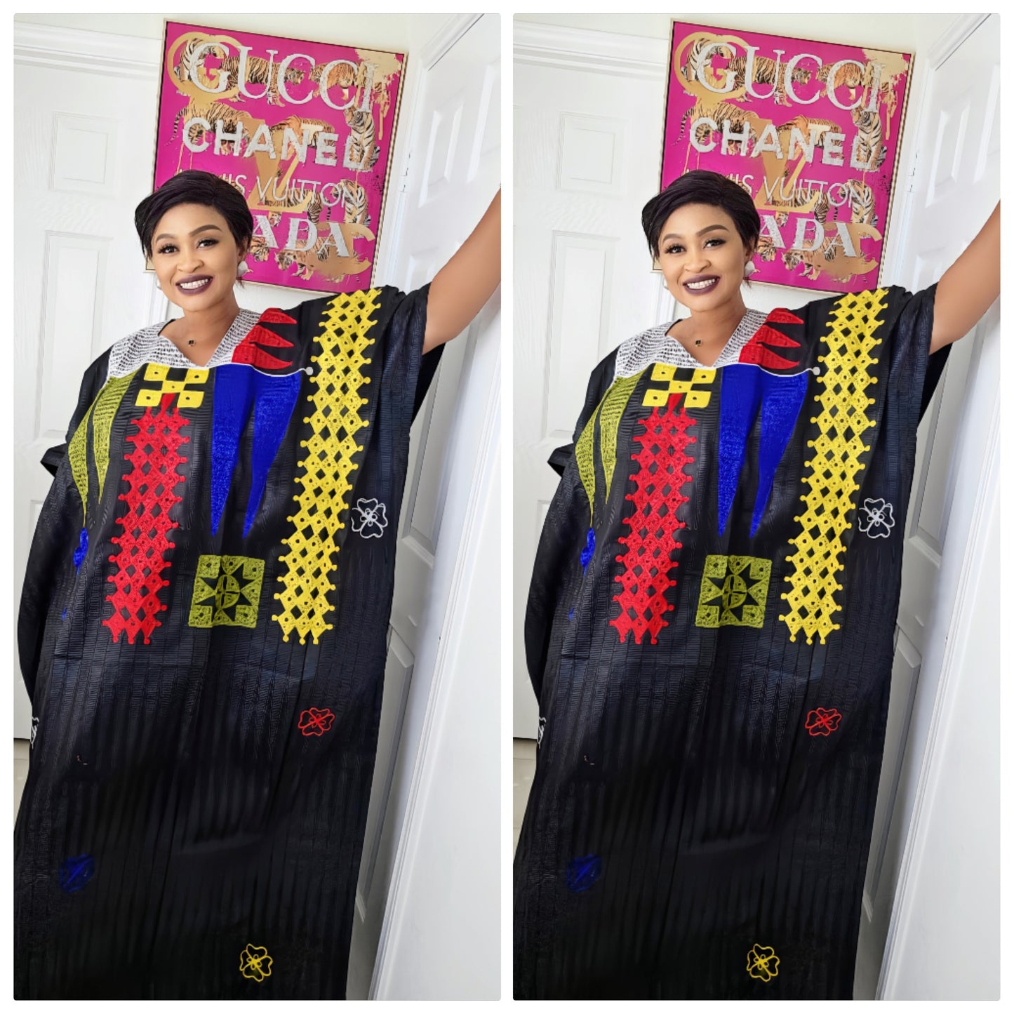 High Quality Multicolored Agbada Rich Aunty Luxurious Agbada Bubu Maxi Dress Kaftan Dress fully embroidered