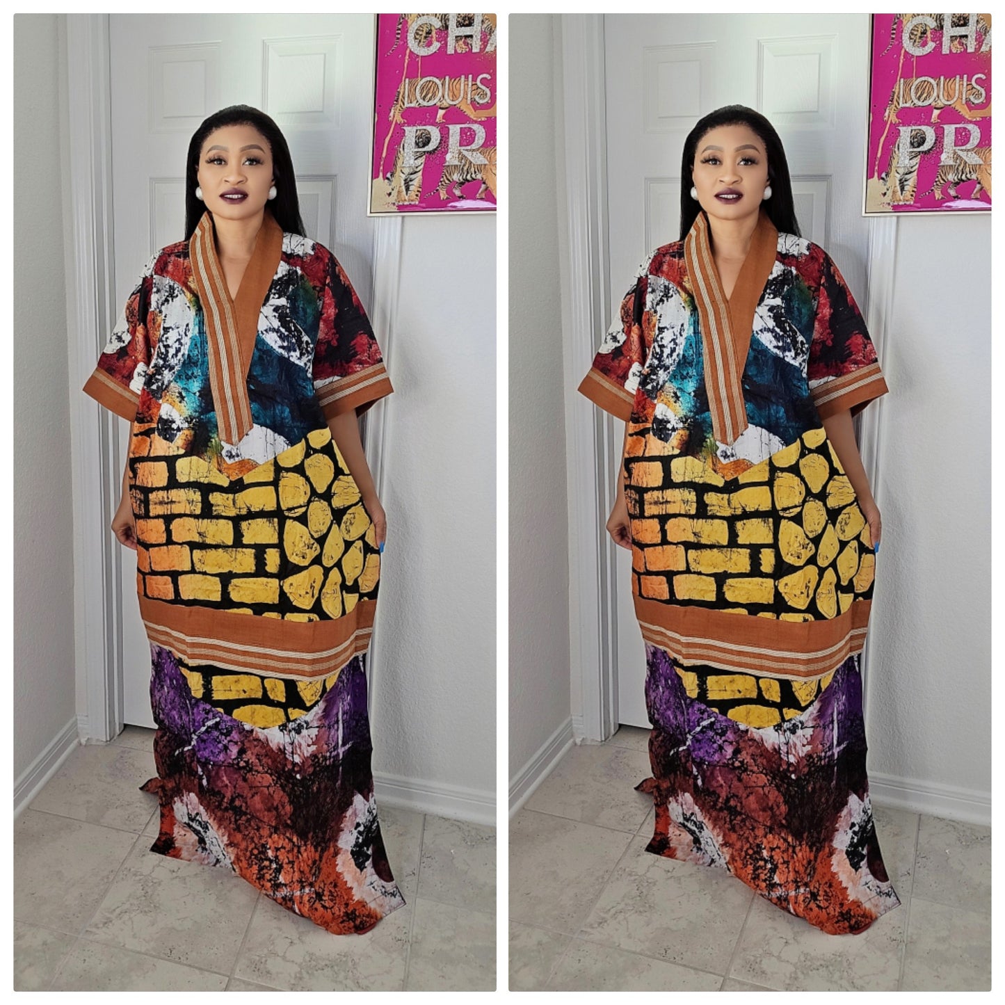 OBIM Patches Bubu Dress With Aso-Oke