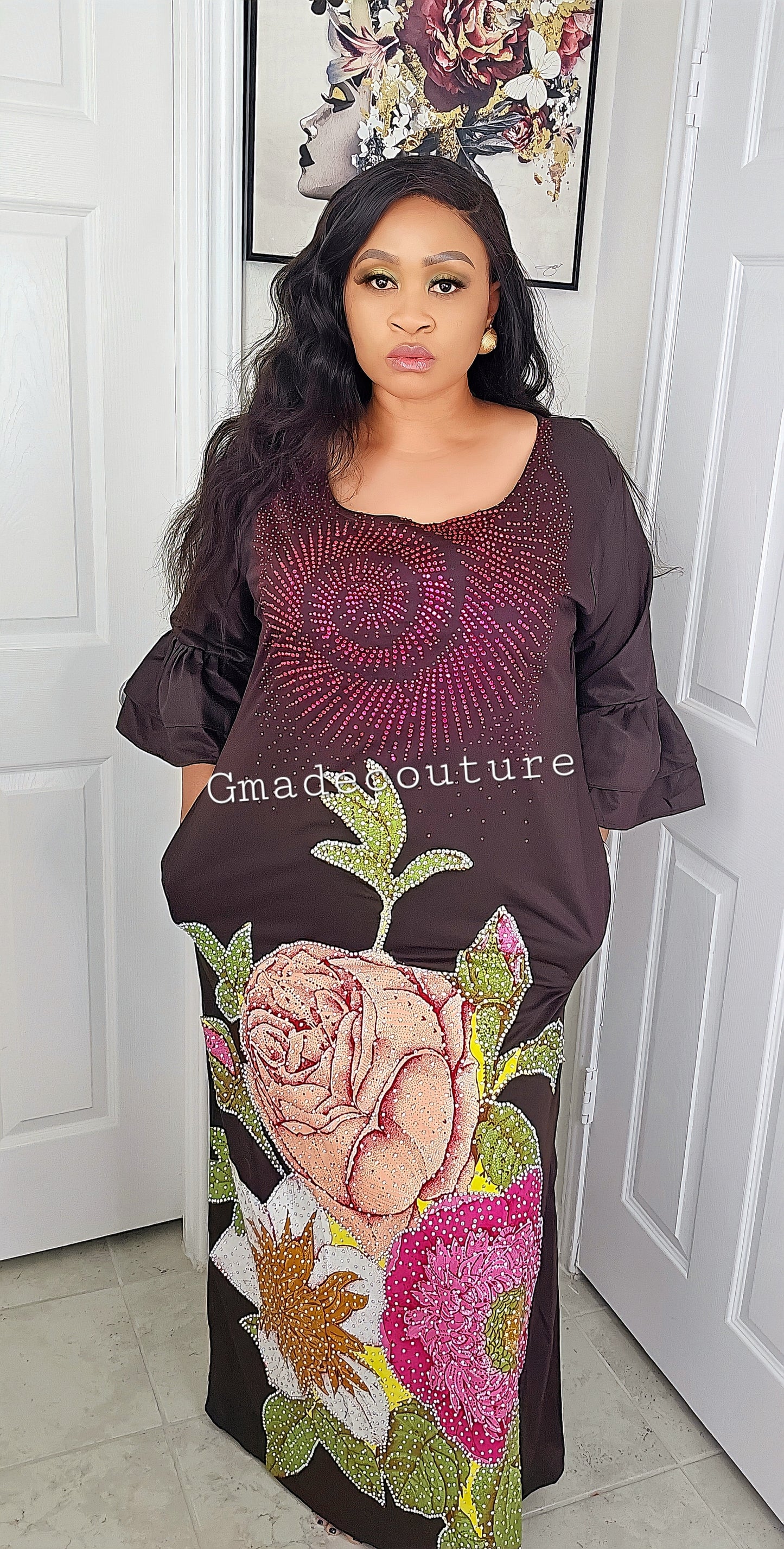 SUSU KAFTAN WITH ANKARA PATCH DRESS