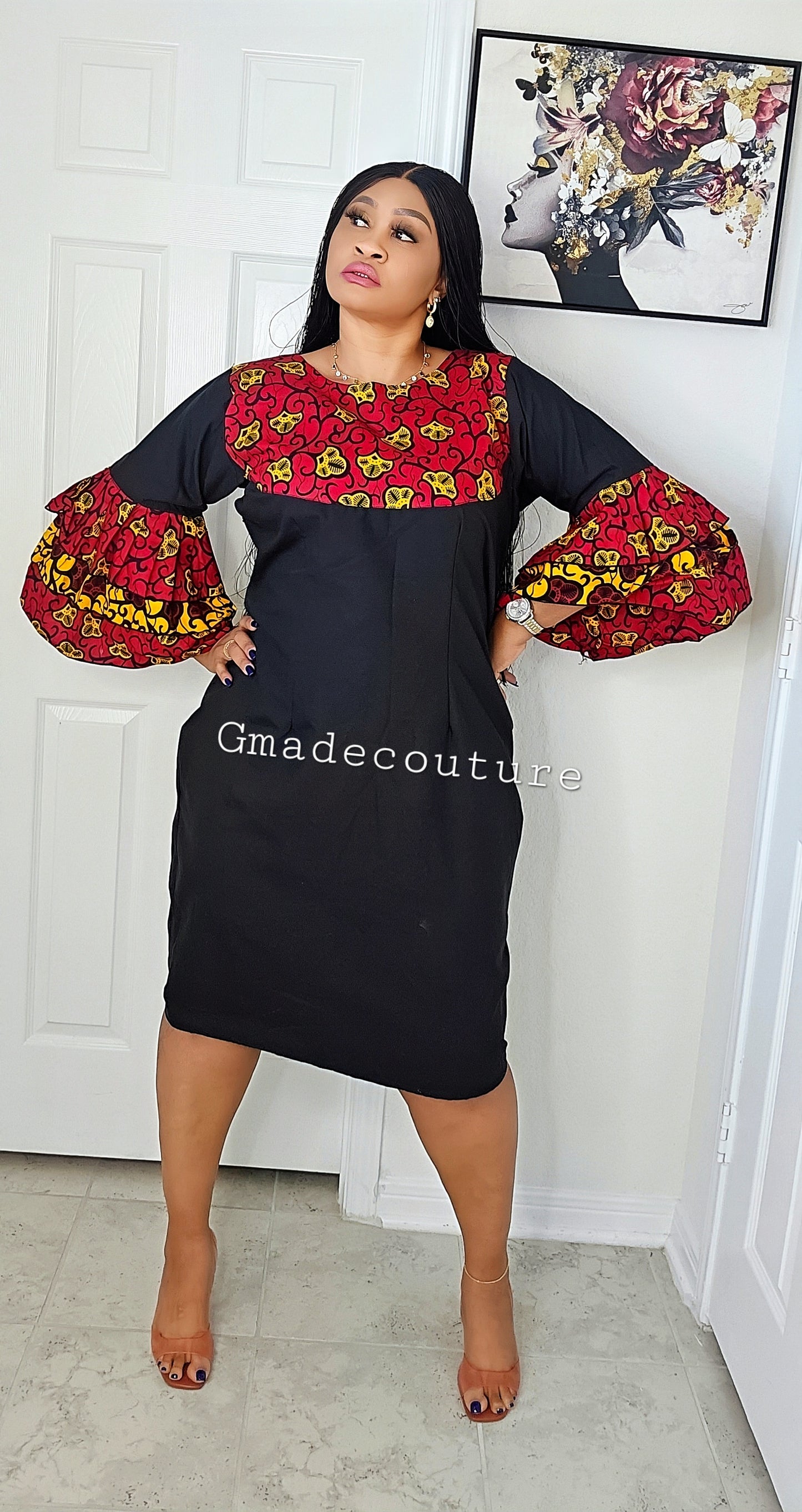 Maya Dress with Ankara butterfly