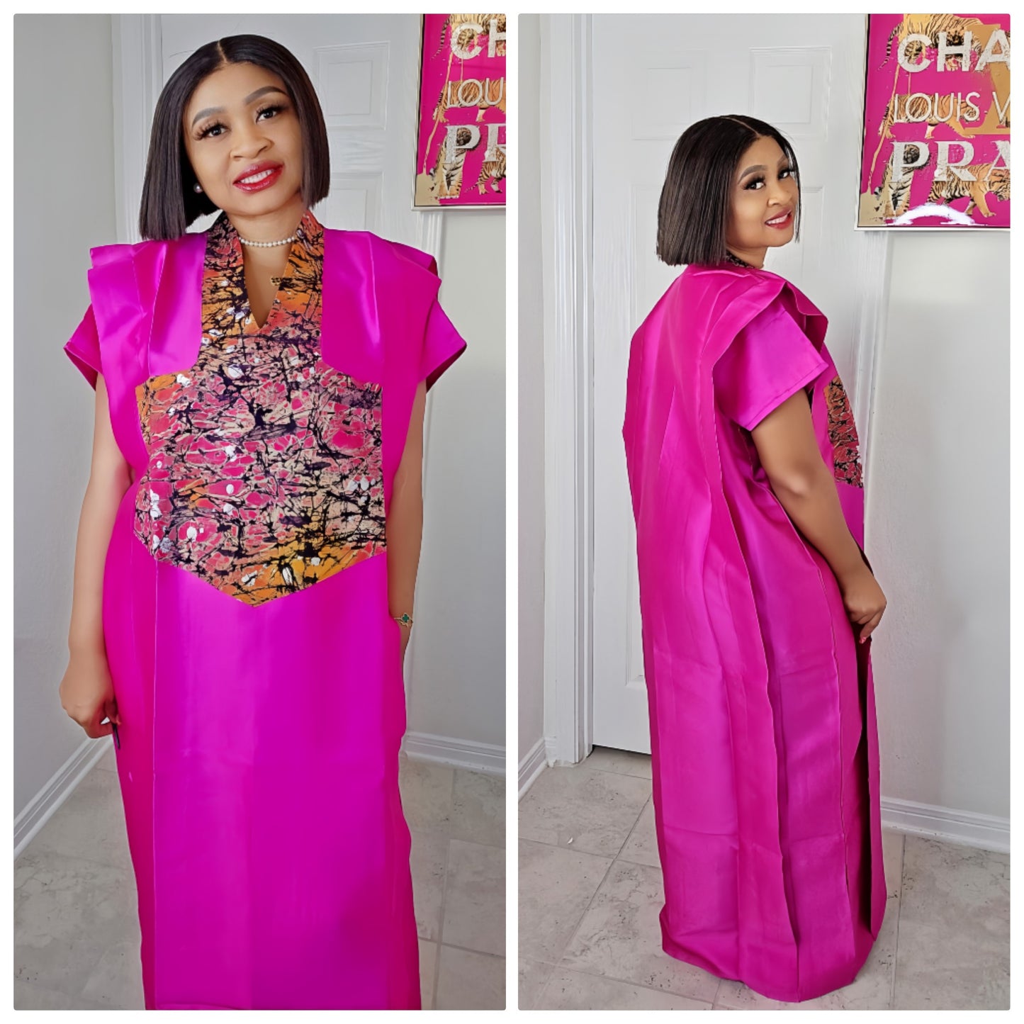 GINA Mikado Silk Rich Aunty Bubu dress with Front Patch