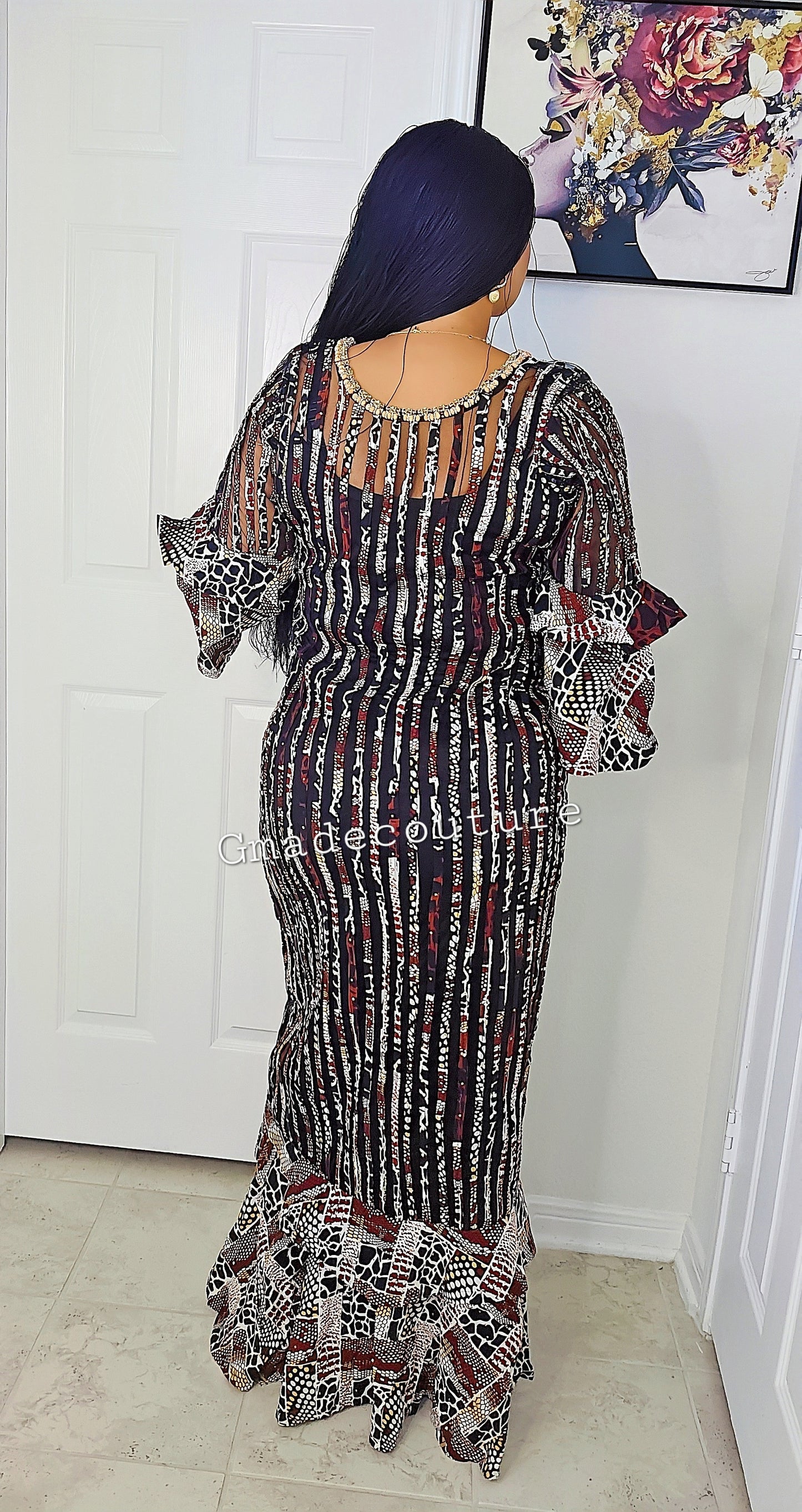 May Ankara + Stretchy Organza Million Stones Kaftan 1 ( Exclusive GLITTER )