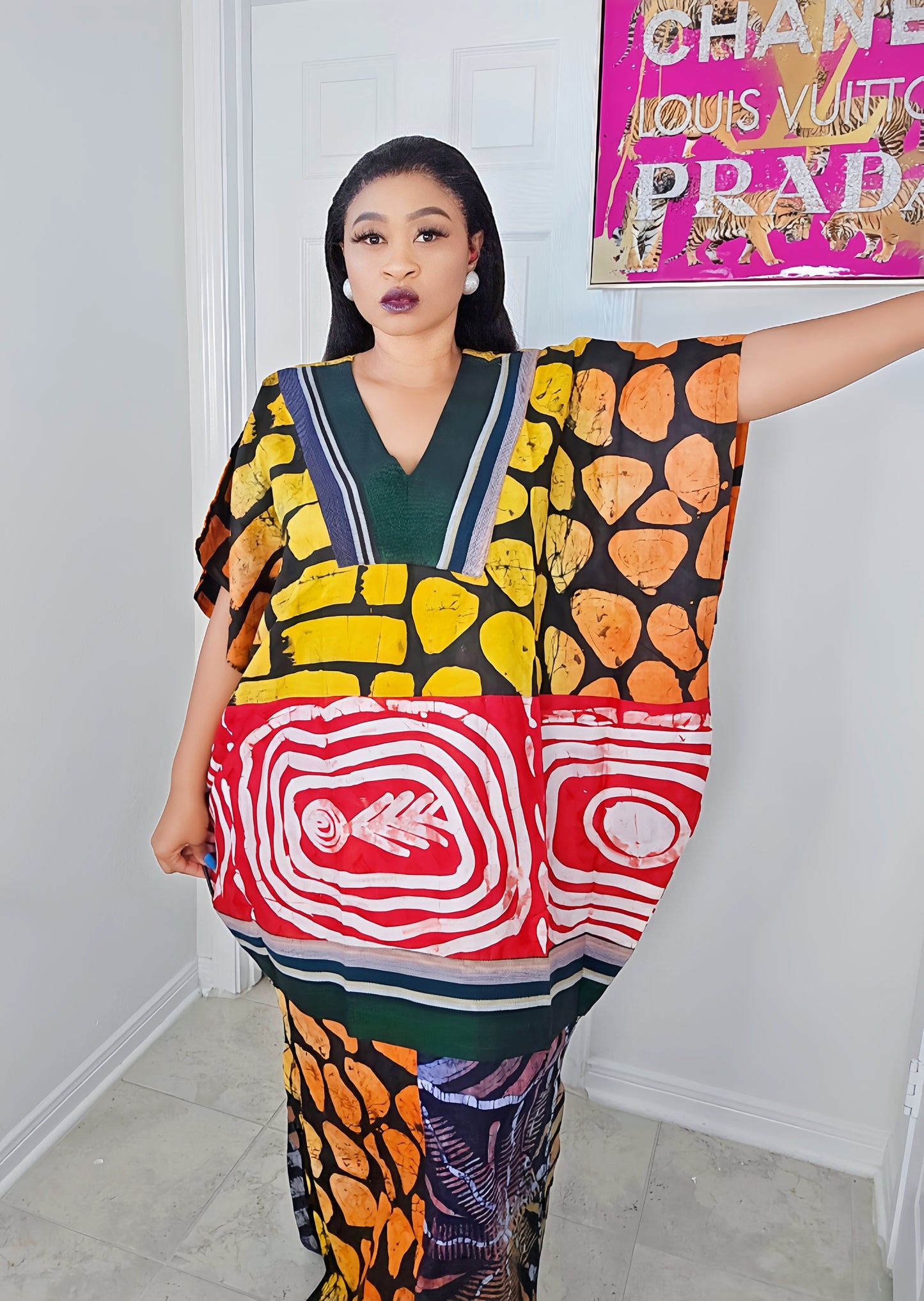 OBIM Patches Bubu Dress With Aso-Oke
