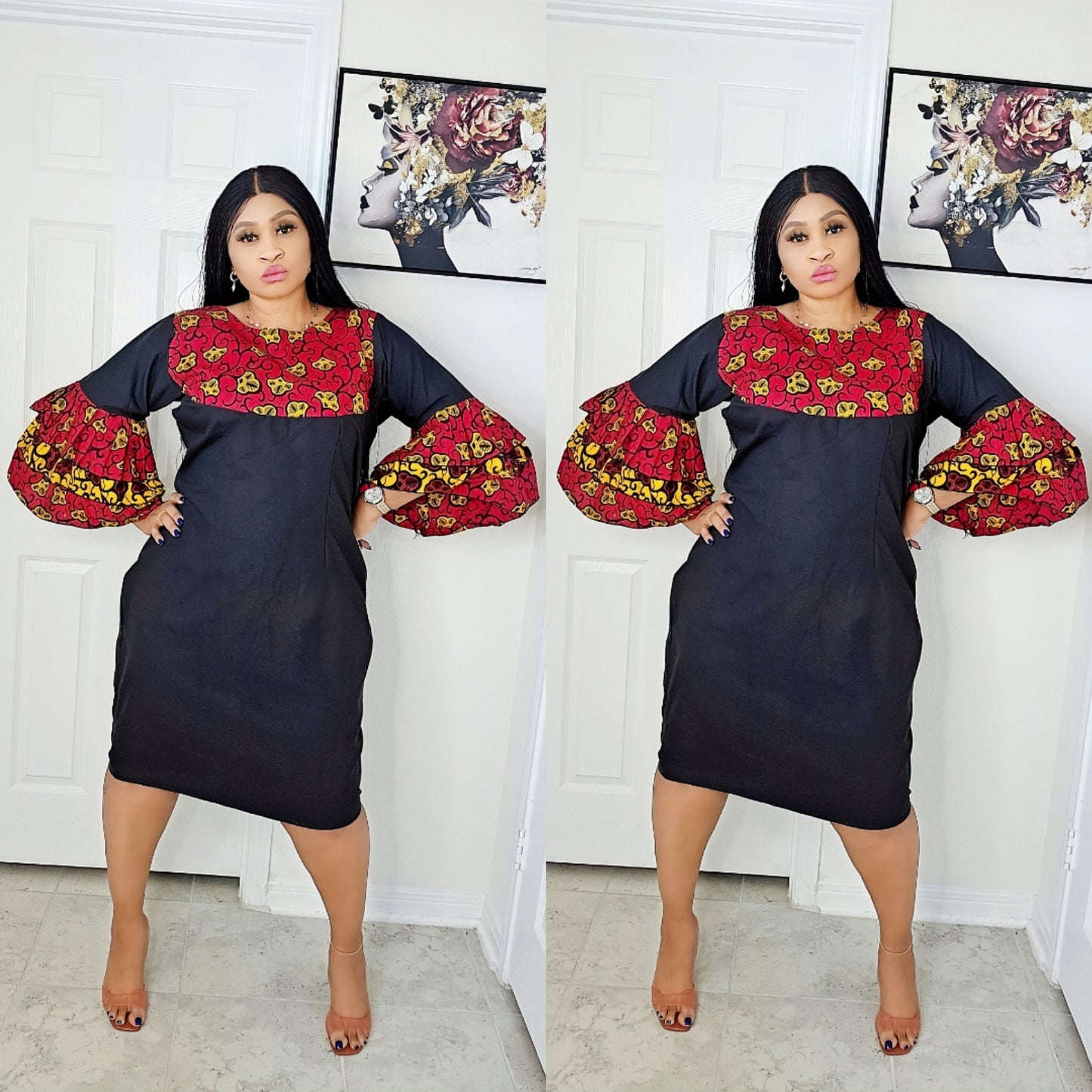 Maya Dress with Ankara butterfly