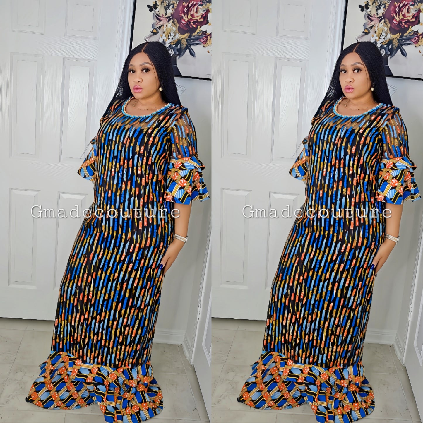 May Ankara + Stretchy Organza Million Stones Kaftan 1 ( Exclusive GLITTER )
