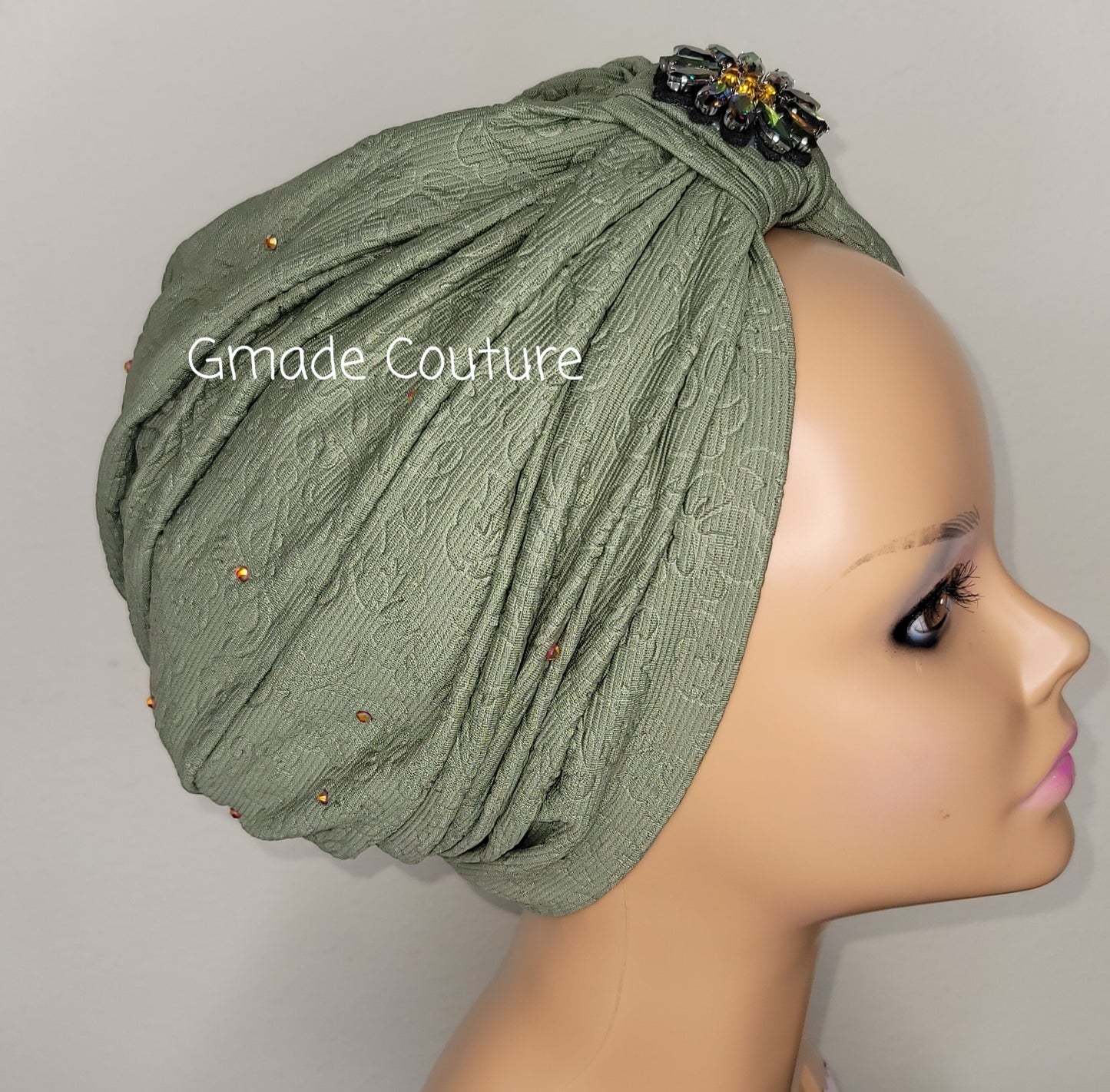 READY TO WEAR TURBAN CAP IN KNOT RHINESTONES EMBELLISHMENTS 1