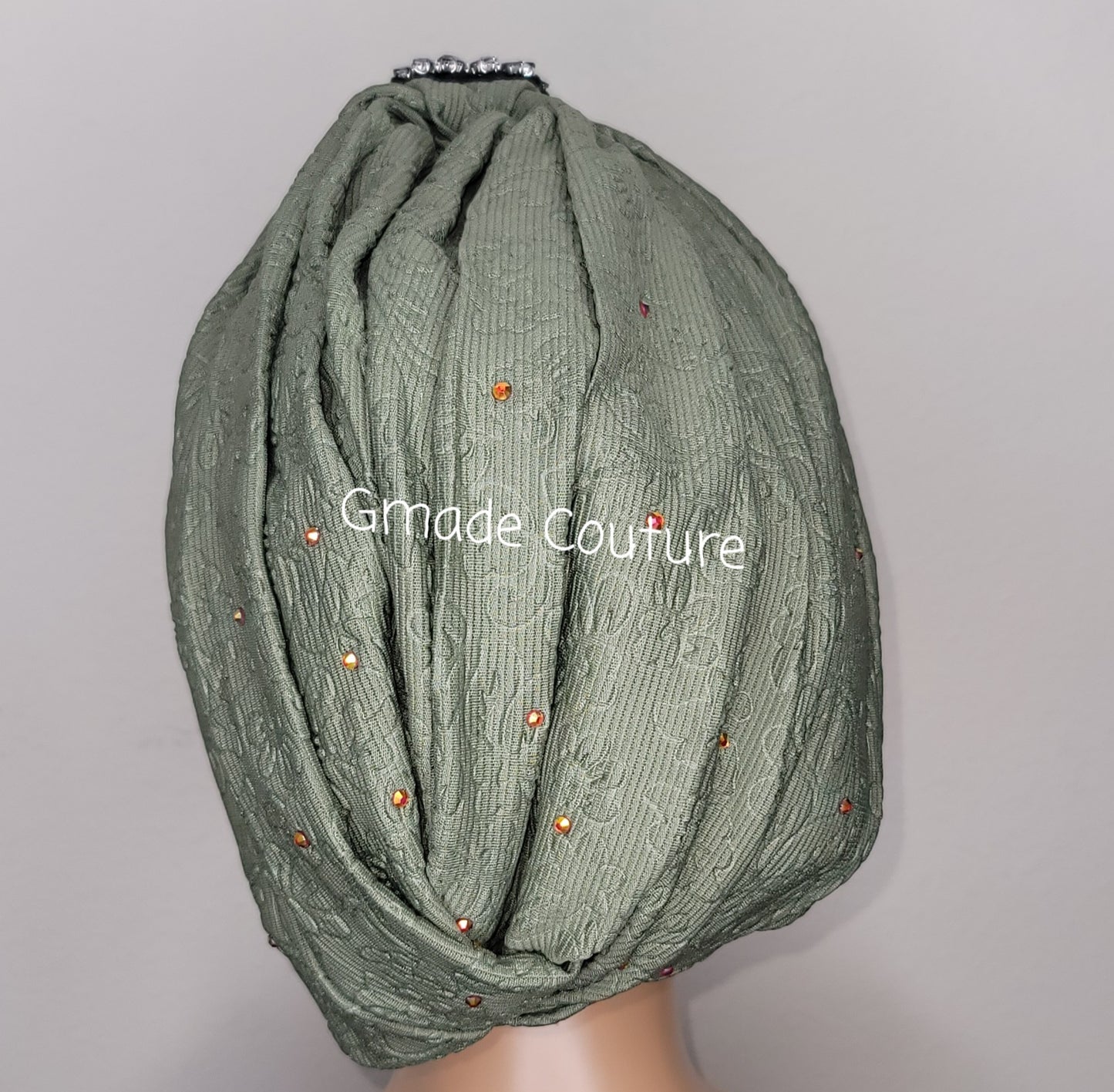 READY TO WEAR TURBAN CAP IN KNOT RHINESTONES EMBELLISHMENTS 1
