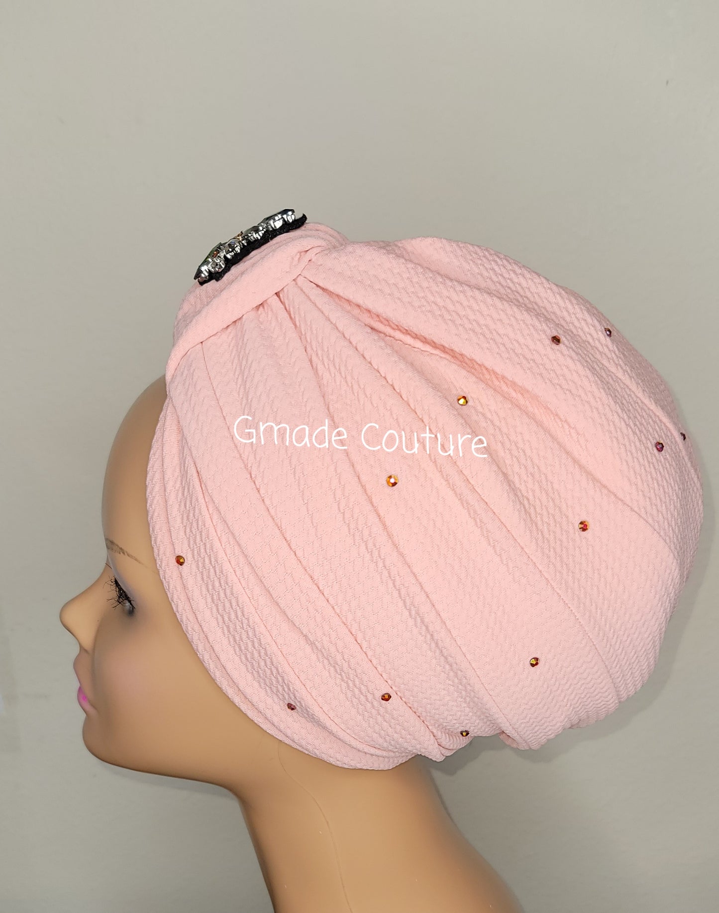 READY TO WEAR TURBAN CAP IN KNOT RHINESTONES EMBELLISHMENTS