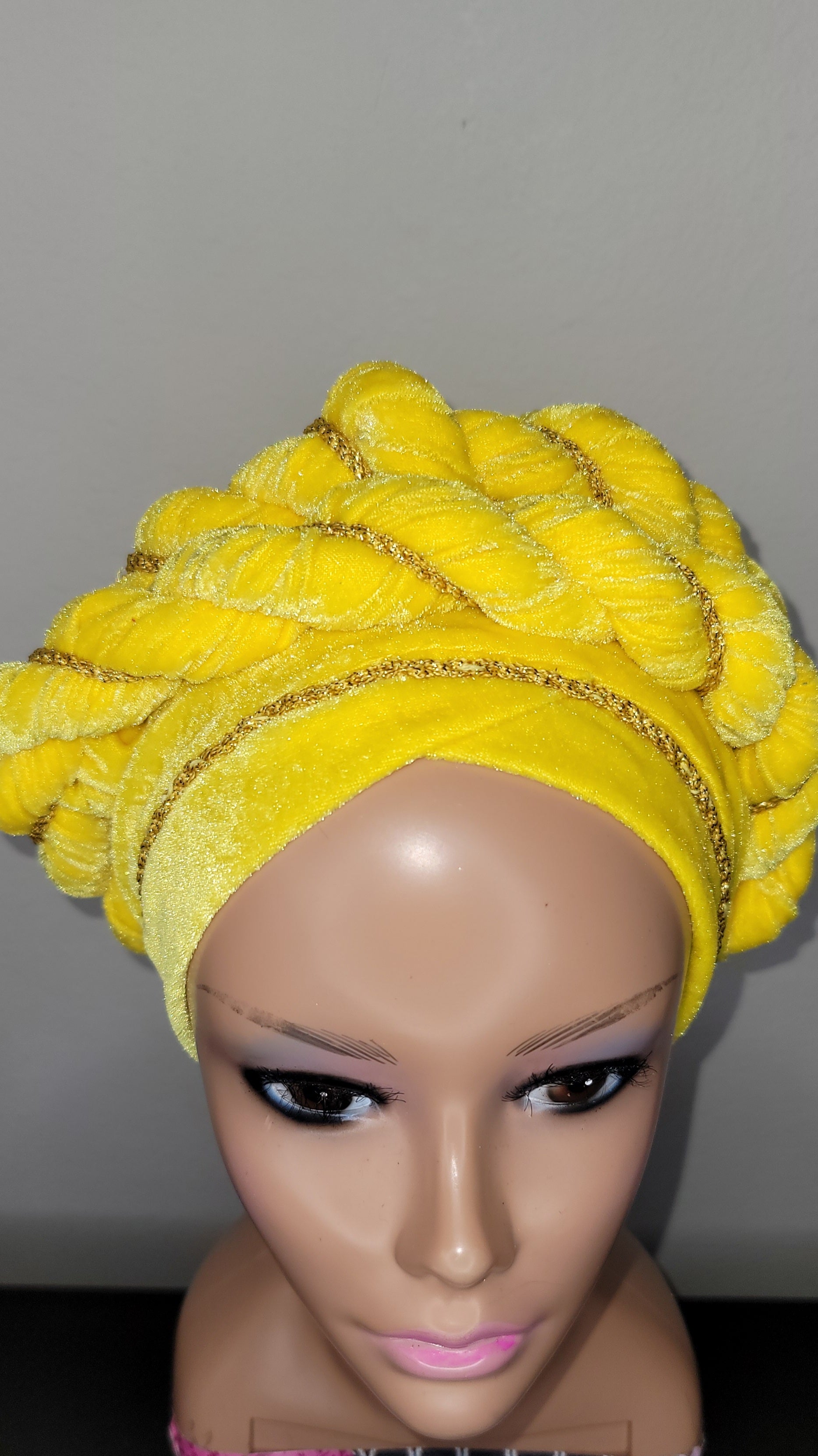 Extra Long Velvet Turban With Twisted Embellished Head Wrap