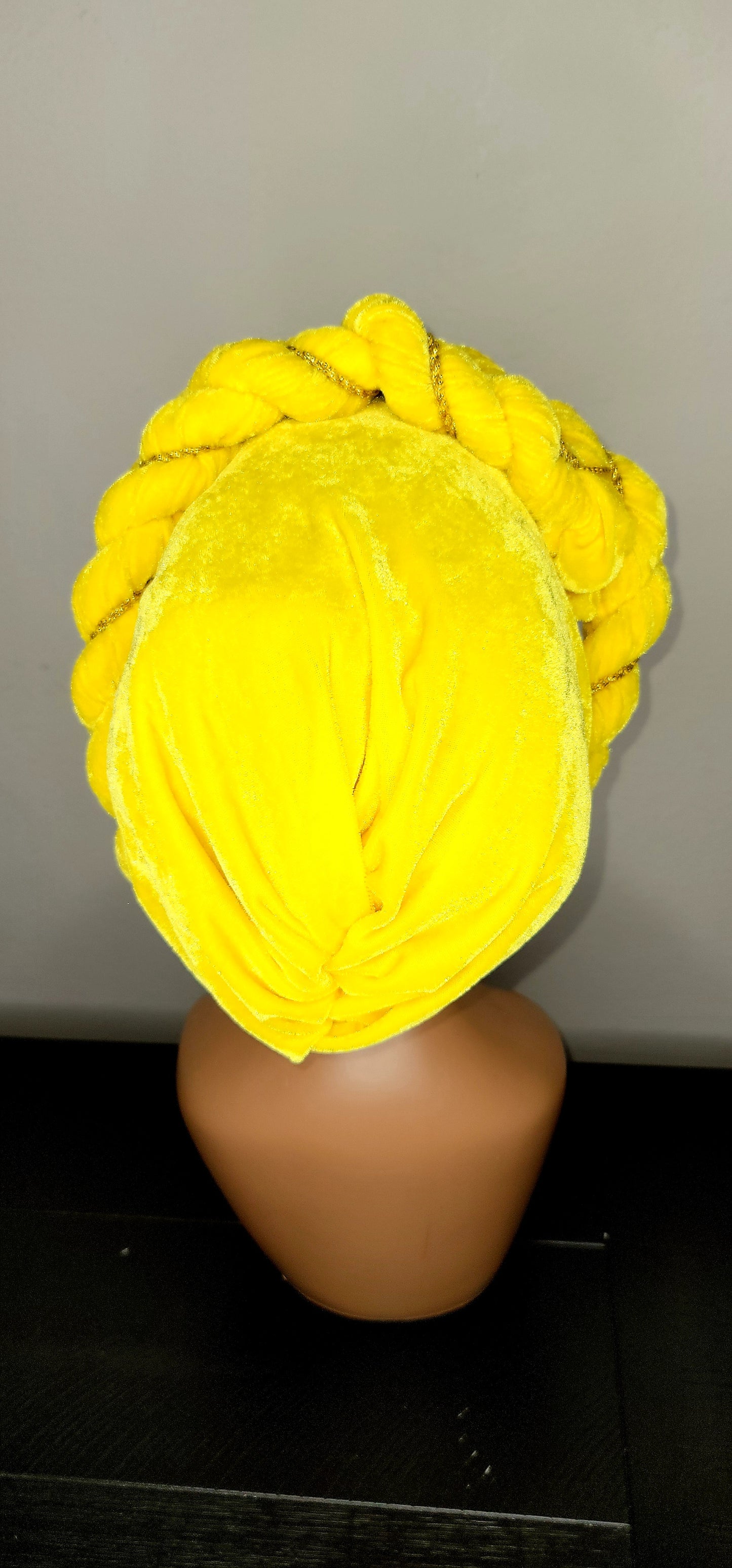 Extra Long Velvet Turban With Twisted Embellished Head Wrap