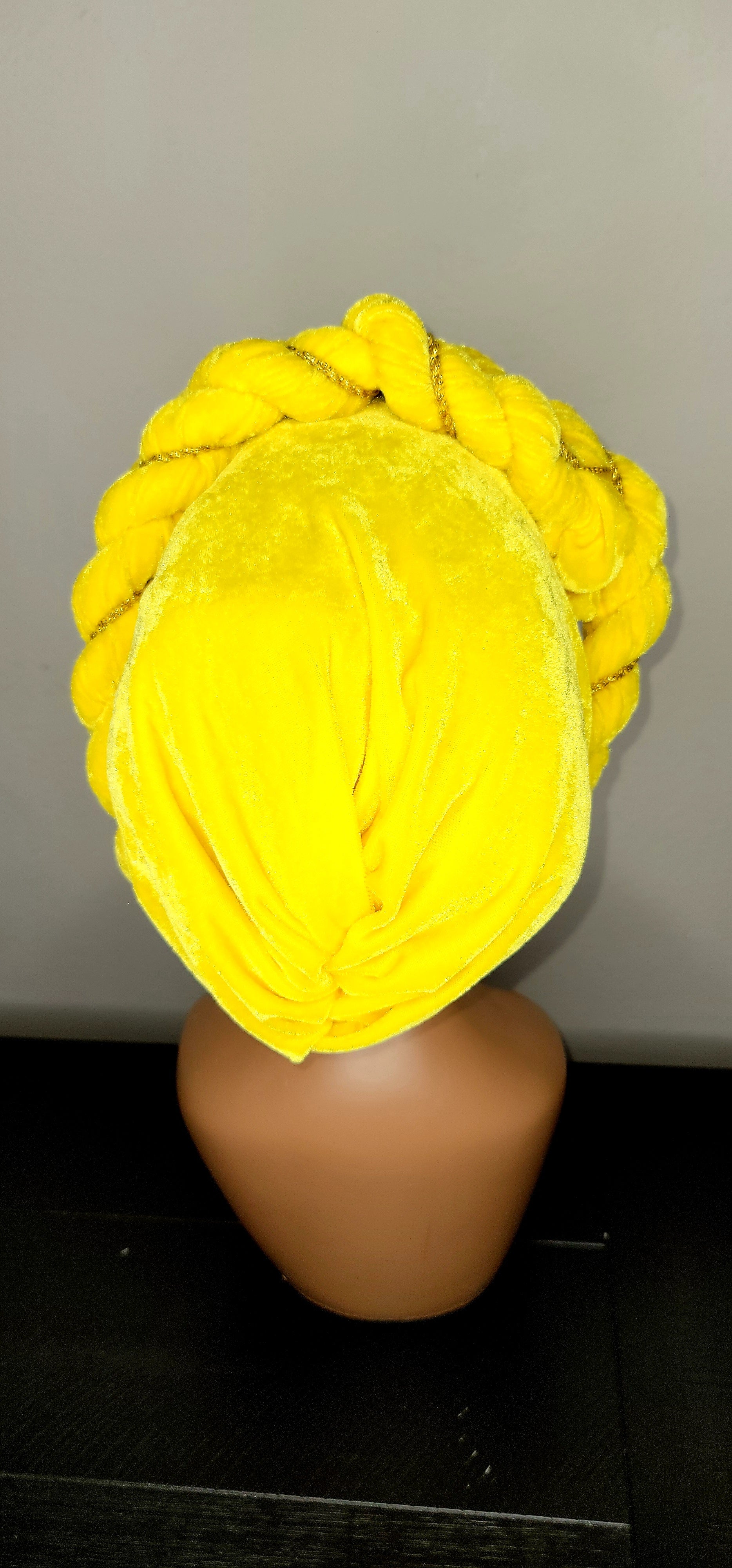 Extra Long Velvet Turban With Twisted Embellished Head Wrap