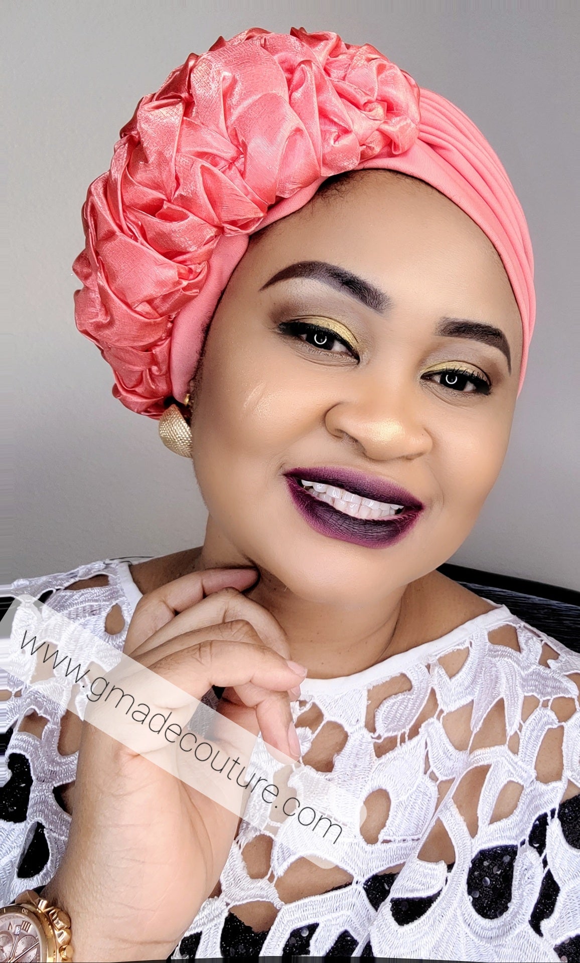 TURBAN CAP WITH CUPION SIDE UP-DO EMBELLISHMENTS