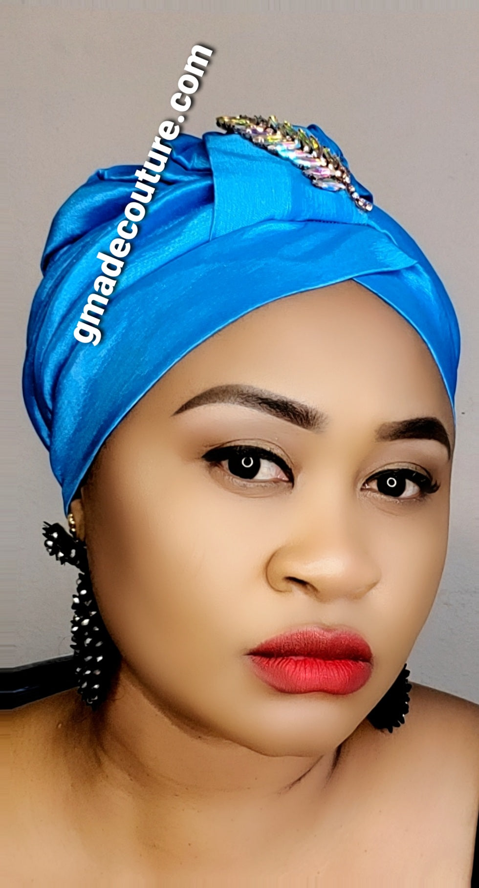 READY TO WEAR TAFETTA TURBAN CAP WITH SIDE LEAF UPDO - 3