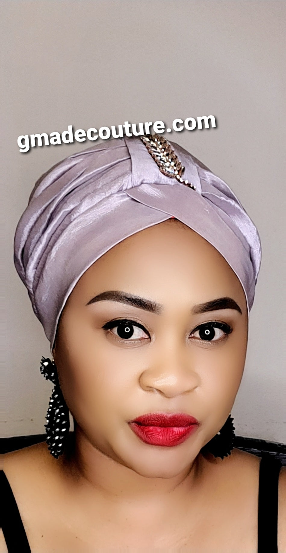 READY TO WEAR TAFETTA TURBAN CAP WITH SIDE LEAF UPDO -13