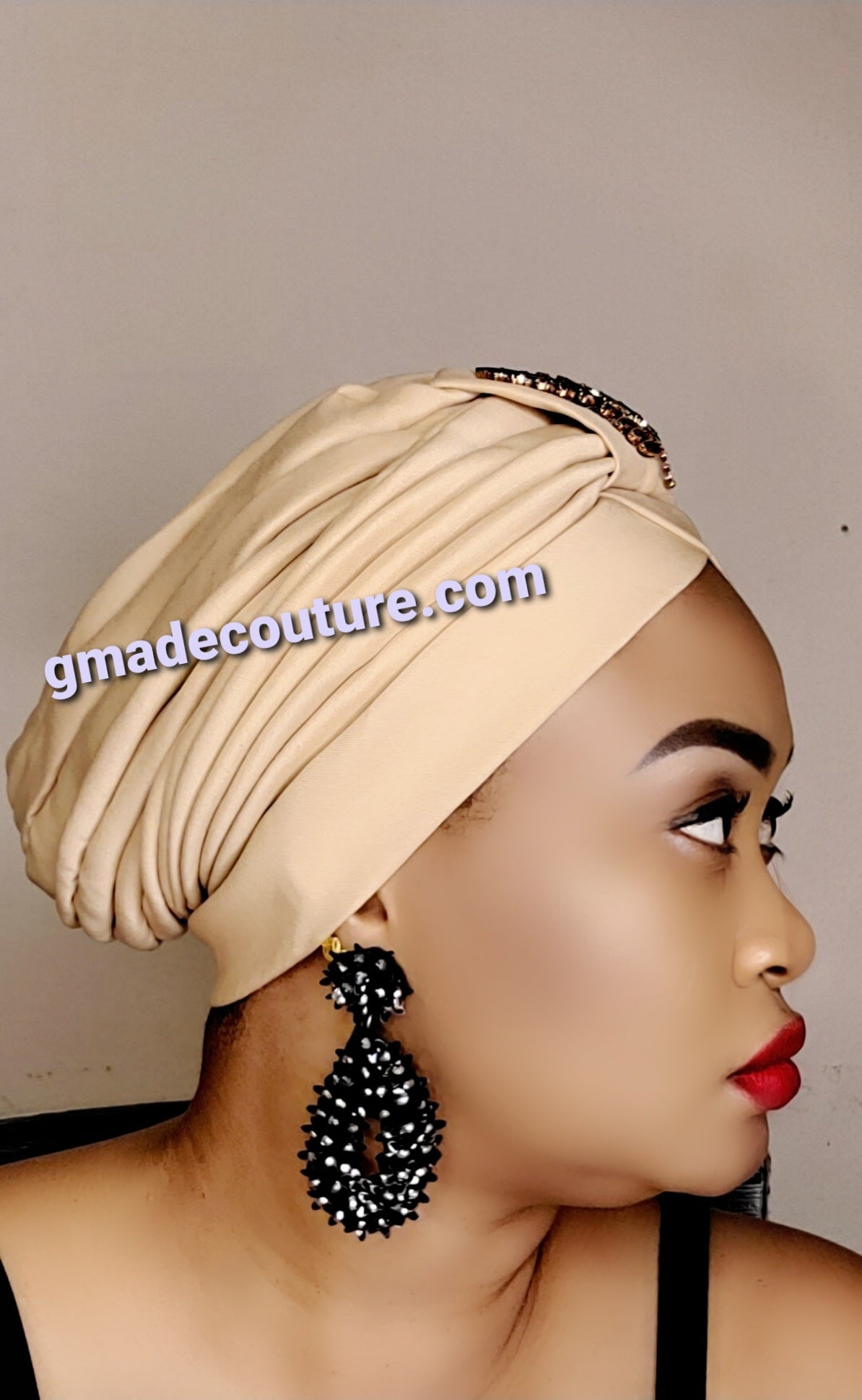 Tasha Ready to wear Turban with up-do Rhinestones 29
