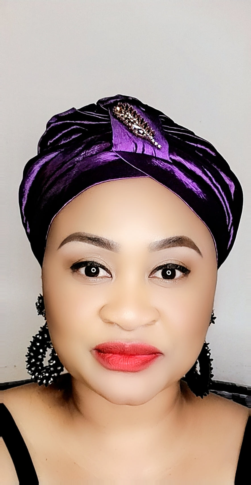 READY TO WEAR TAFETTA TURBAN CAP WITH SIDE LEAF UPDO -7