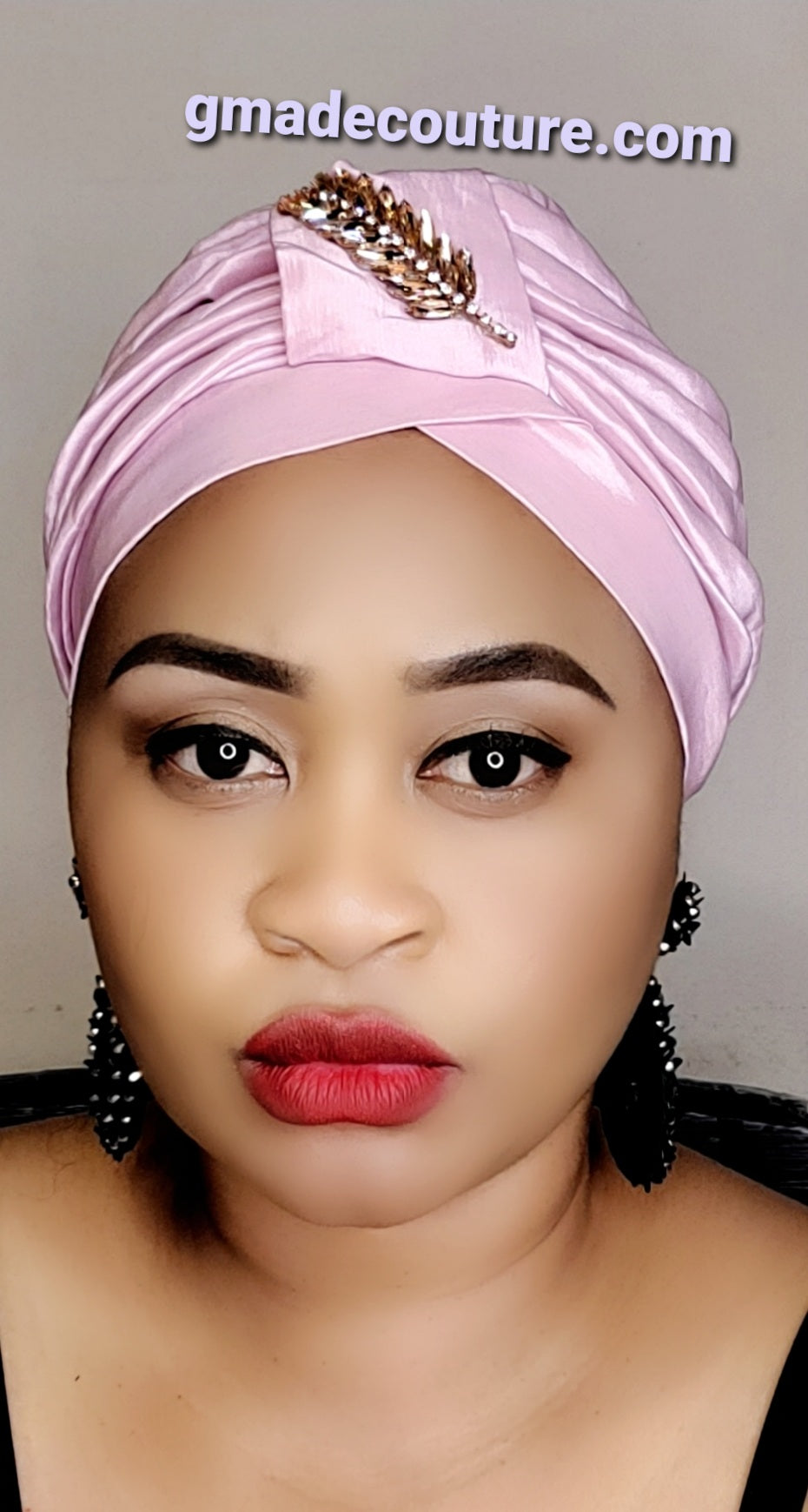 READY TO WEAR TAFETTA TURBAN CAP WITH SIDE LEAF UPDO -8